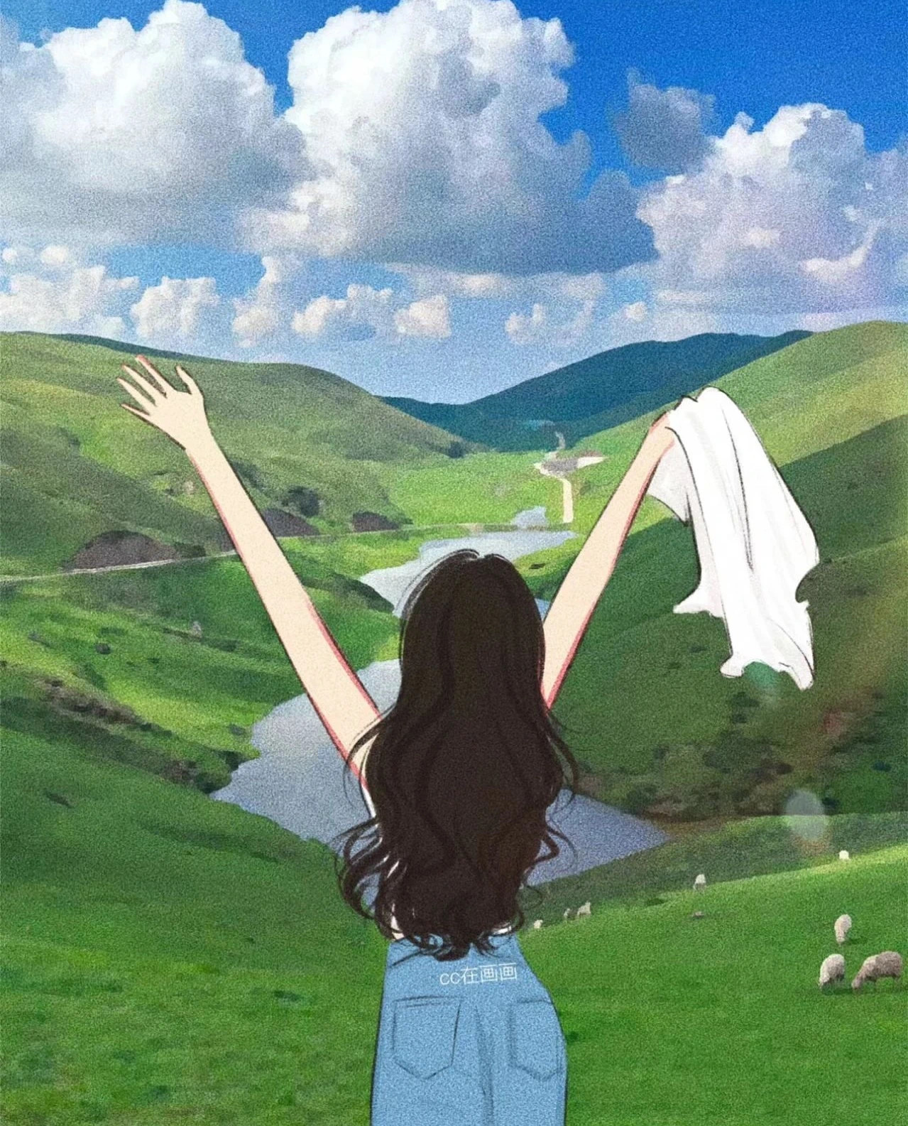 手绘插画治愈女生头像~