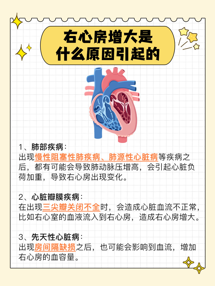 揭秘原因 右心房长期负荷过重,压力增高,可导致右