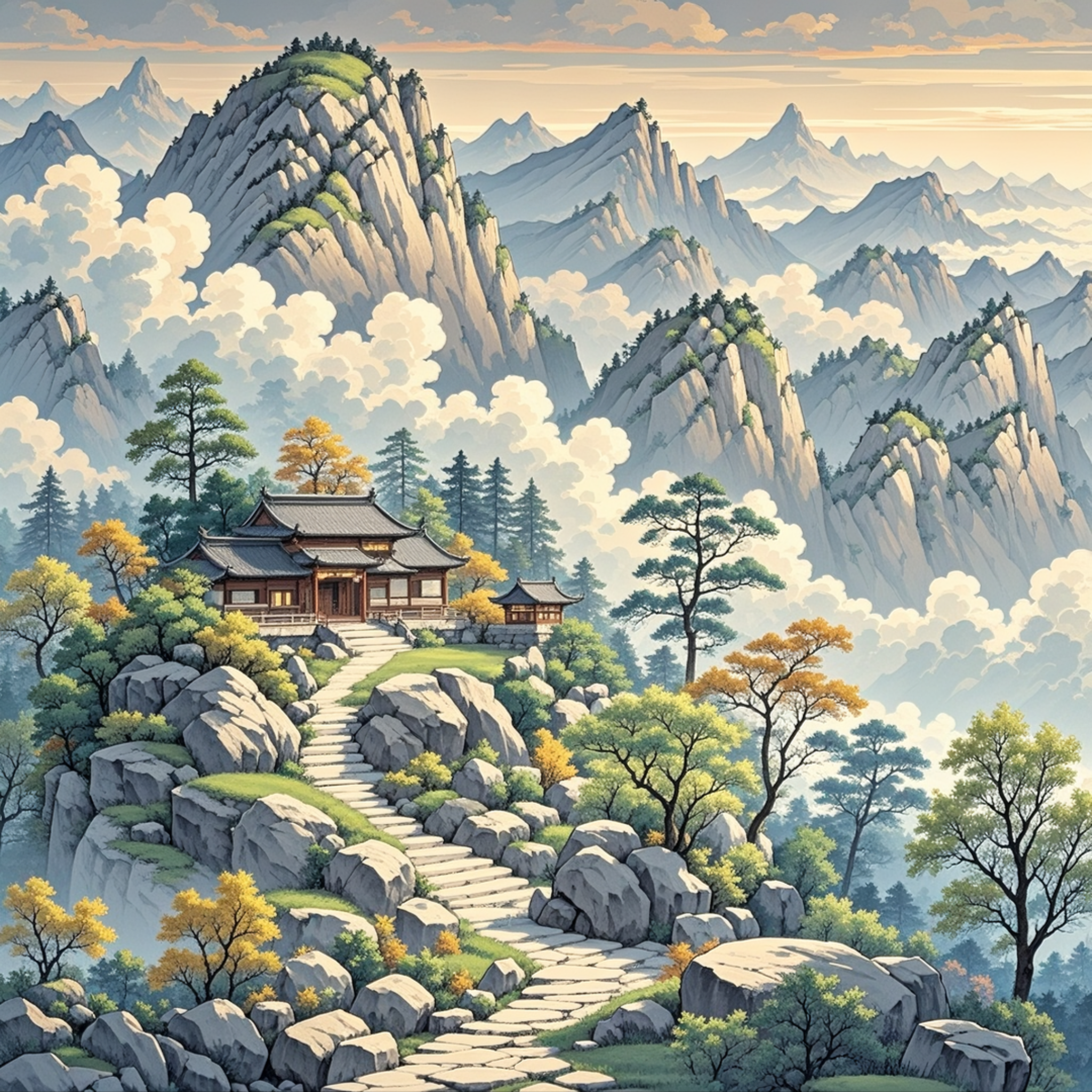 远上寒山石径斜,白云深处有人家