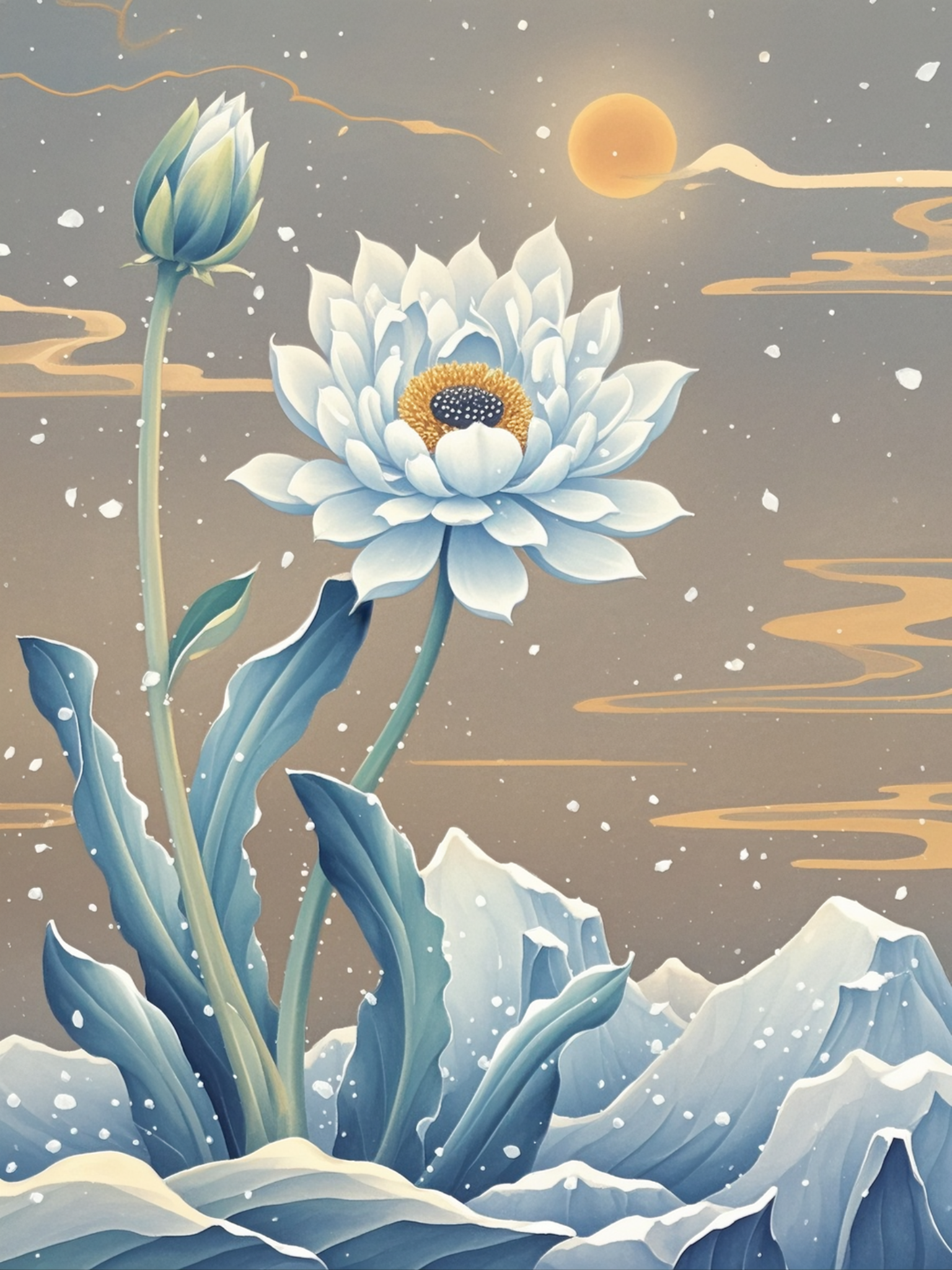 冰清玉洁,雪莲绽放,尽显高洁
