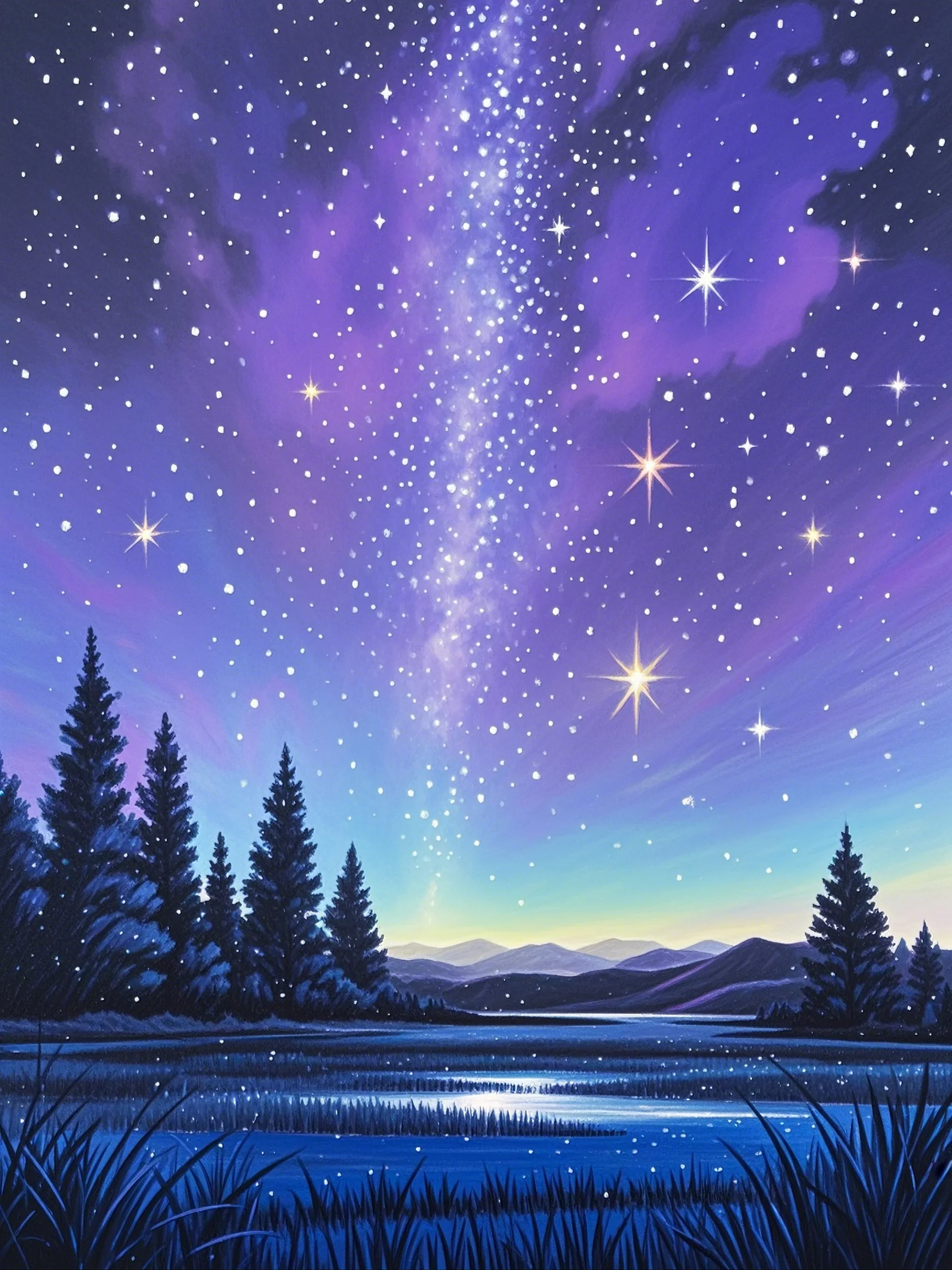 夜幕降临,星空璀璨,每一颗星星都像是夜空中的钻石,闪烁着迷人的光芒