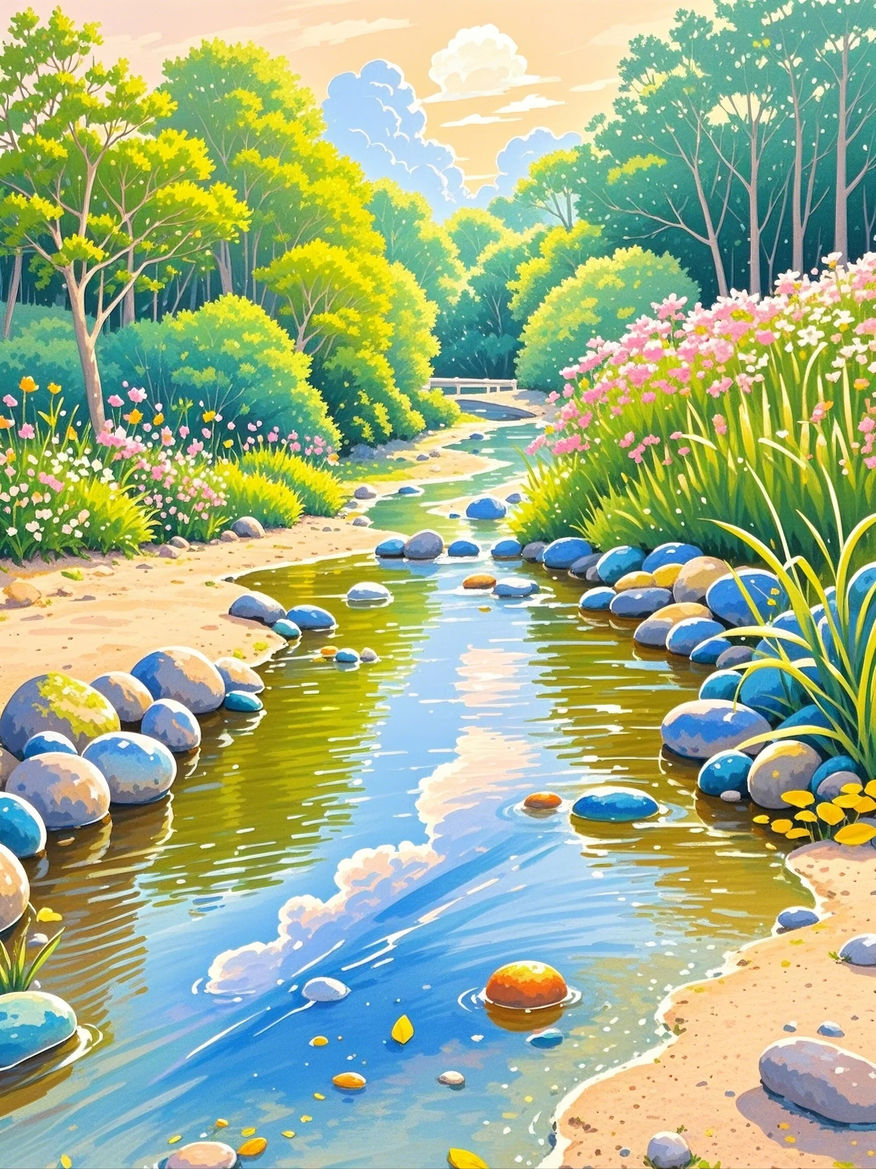 小溪边,流水潺潺,奏响自然的乐章