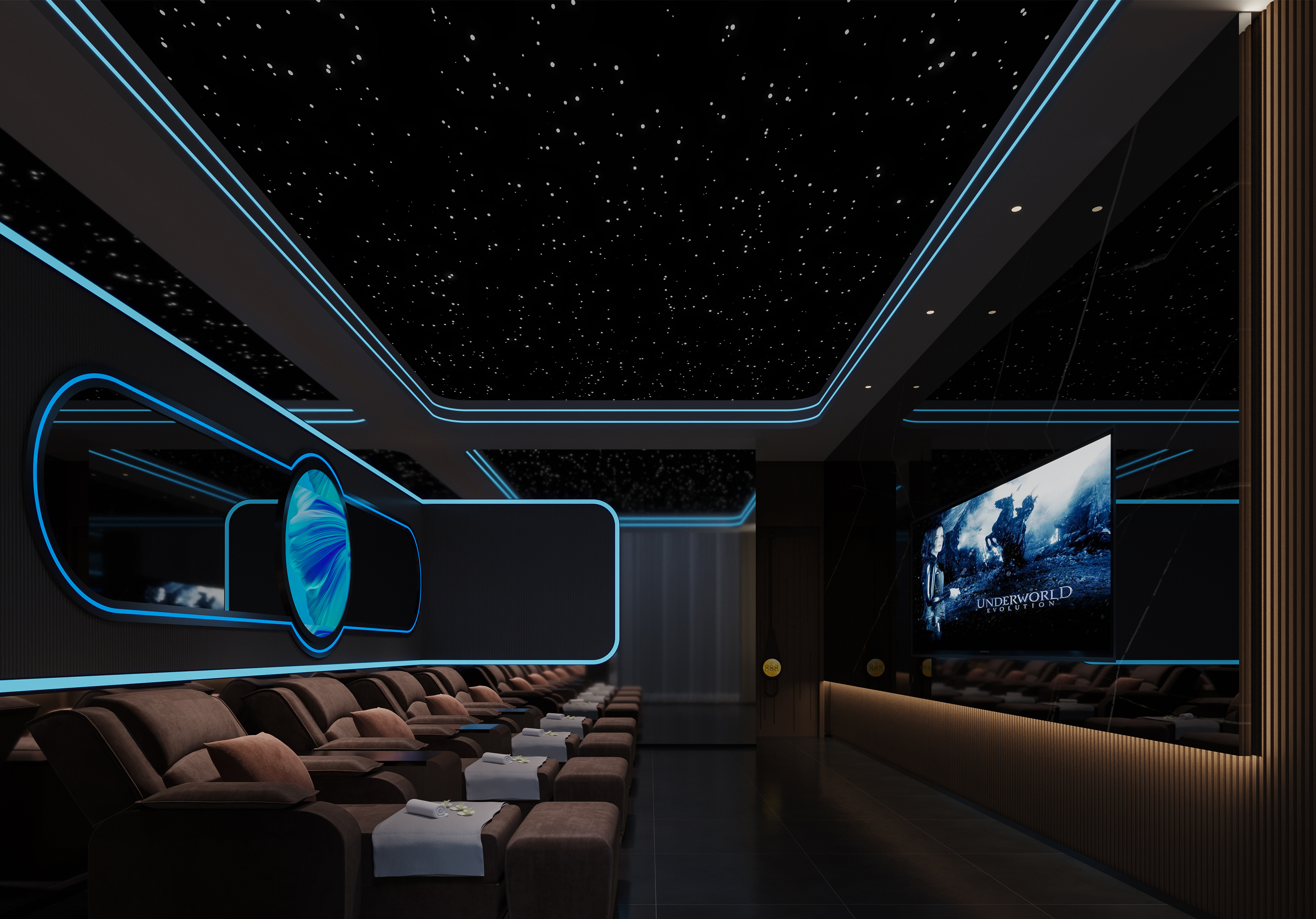 足浴会所设计装修效果图分享,古风雅韵扑面而来