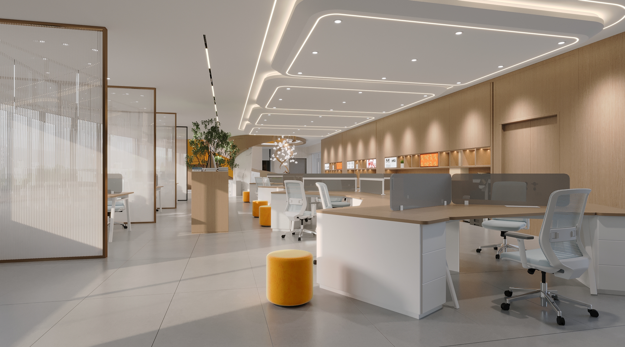 社区服务中心设计装修案例分享,以温馨舒适为核心理念,采用柔和色调与