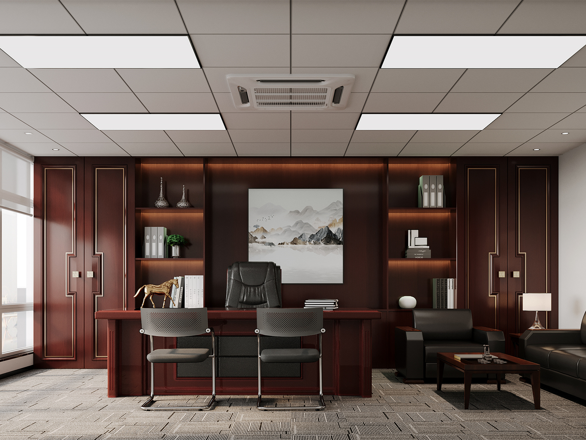 新中式风办公空间设计装修分享,传统与现代交融,木质元素温润质朴,以