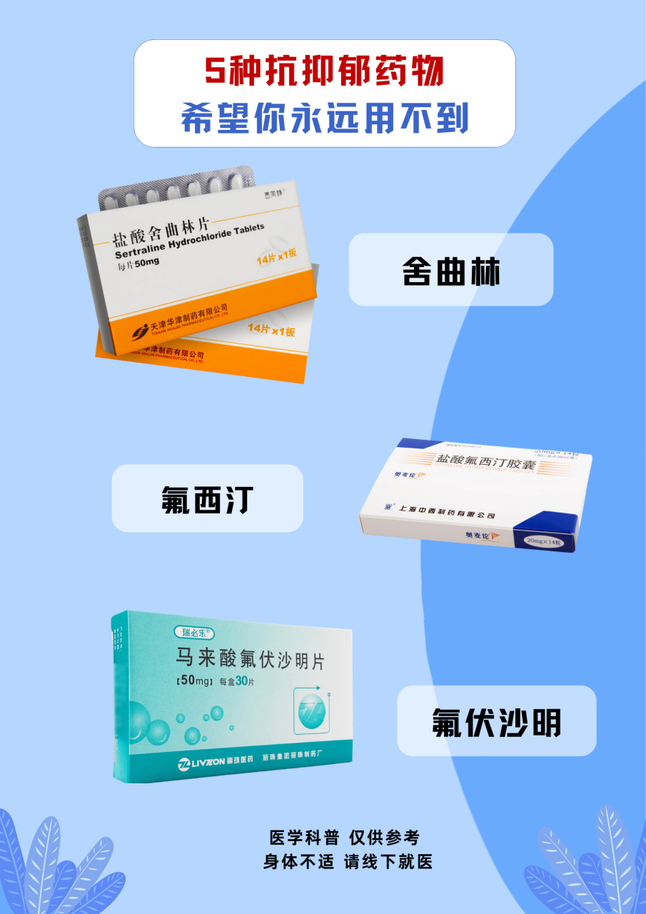 五个常见抗抑郁药物"优缺点"