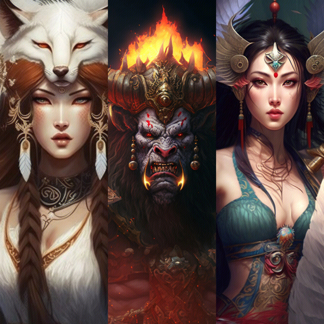 三分钟讲知识# ai生成西游记的妖魔鬼怪,牛魔王三口子