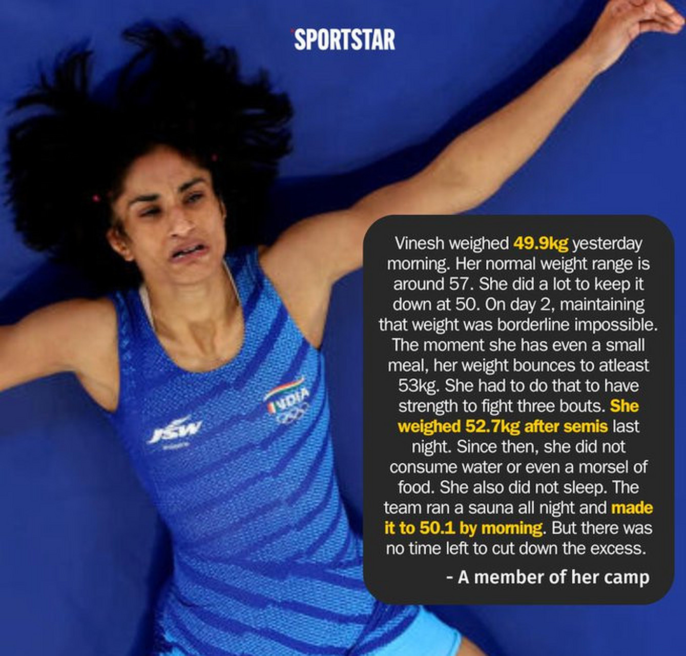 印度女子自由式摔跤50kg级选手维纳什·弗加特(vinesh phogat)在进入