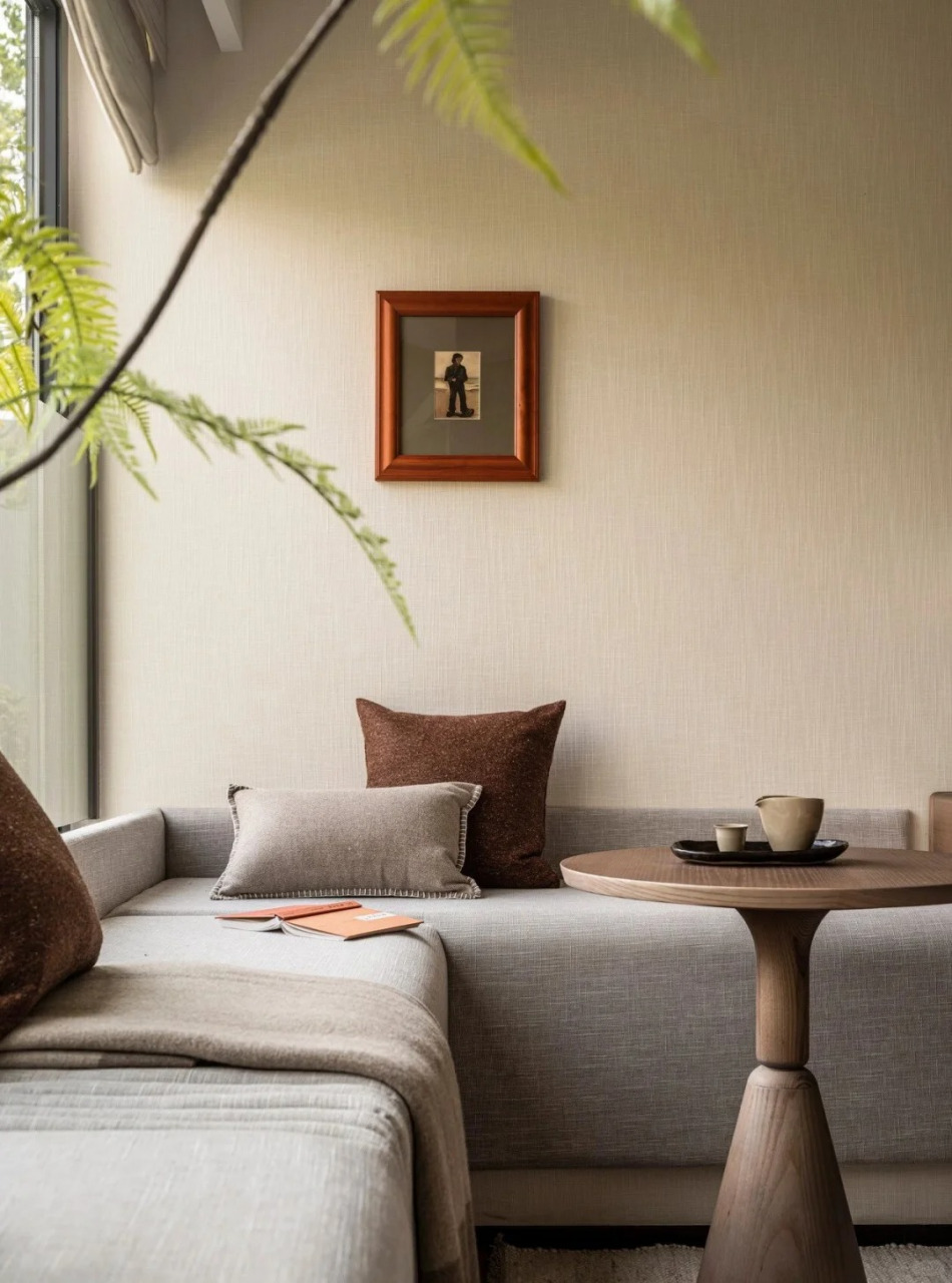 软装多布衣材质,柔和空间的作用.绿植的点缀代表生命的生生不息.