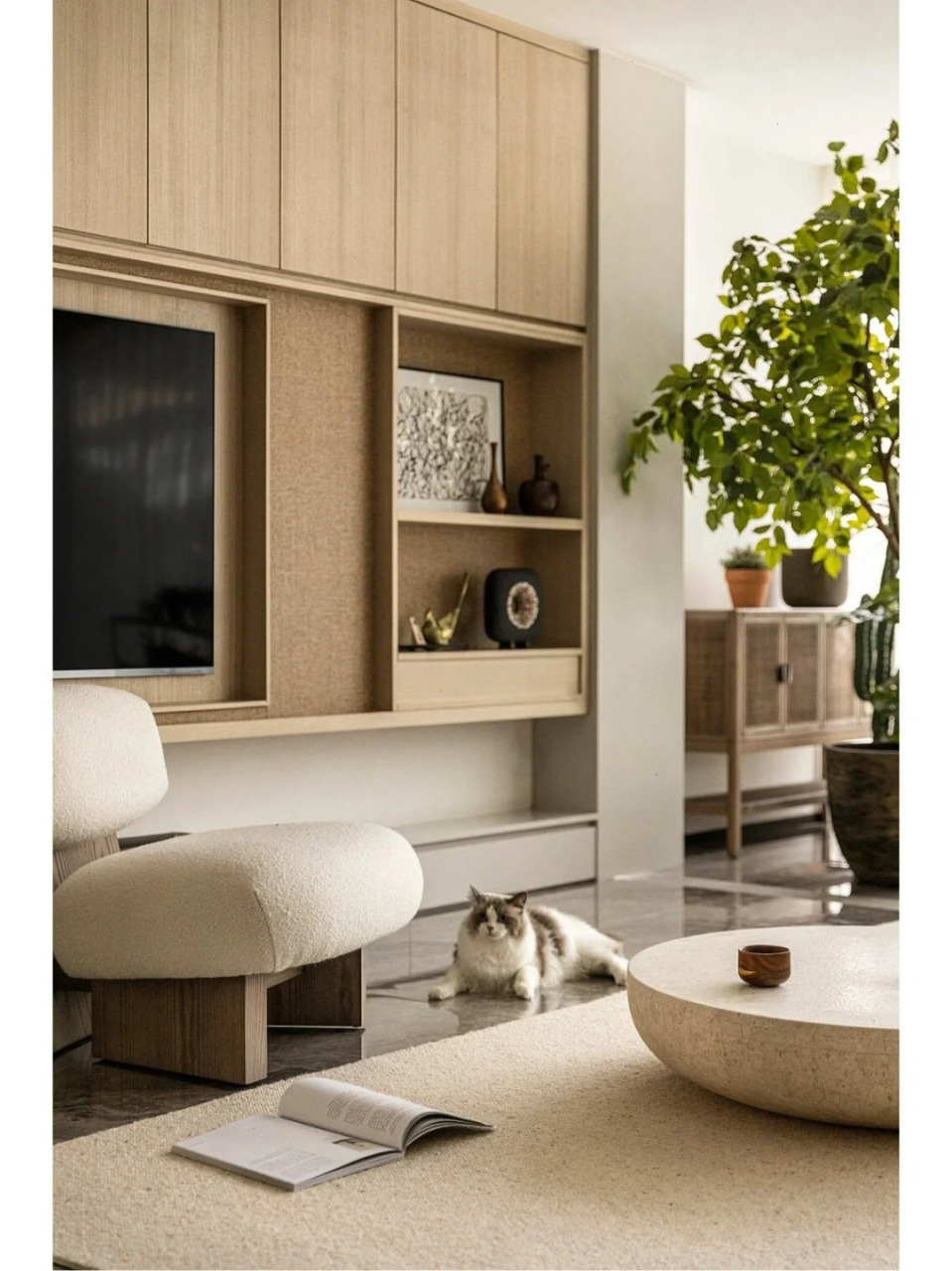 软装多布衣材质,柔和空间的作用.绿植的点缀代表生命的生生不息.