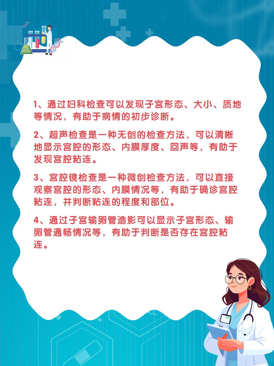 宫腔粘连是一种可能影响女性生育健康的状况,其诊断通常依赖于一系列