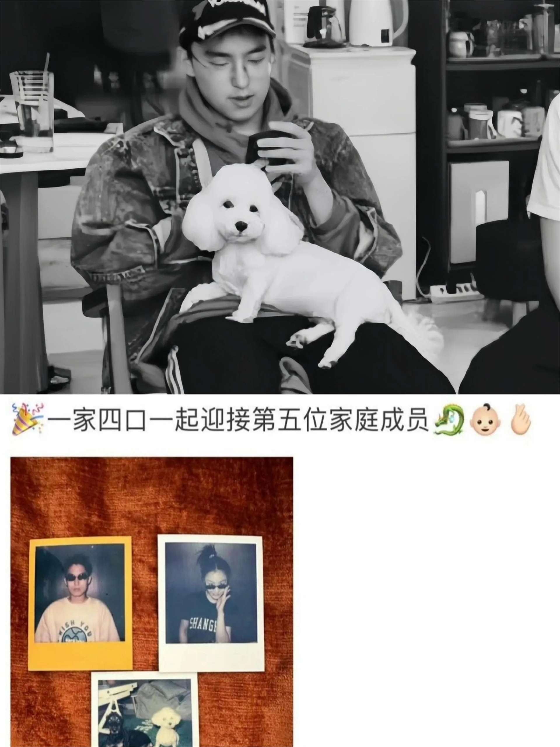 32岁金靖晒出与男友的照片,附文"一家四口一起迎接第五位家庭成员",还