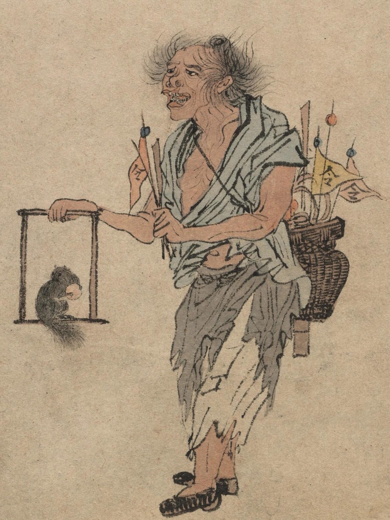 周臣在画中题记"正德丙子秋七月,闲窗无事,偶记素见市道丐