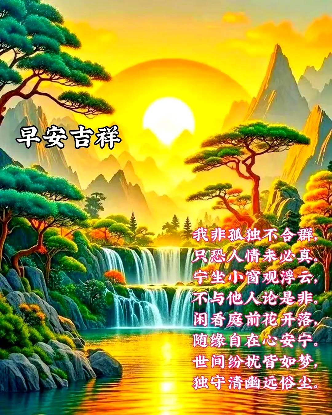 问候祝福图早上好美丽庭院风景祝福语图片早安饮茶平安健康顺心如意