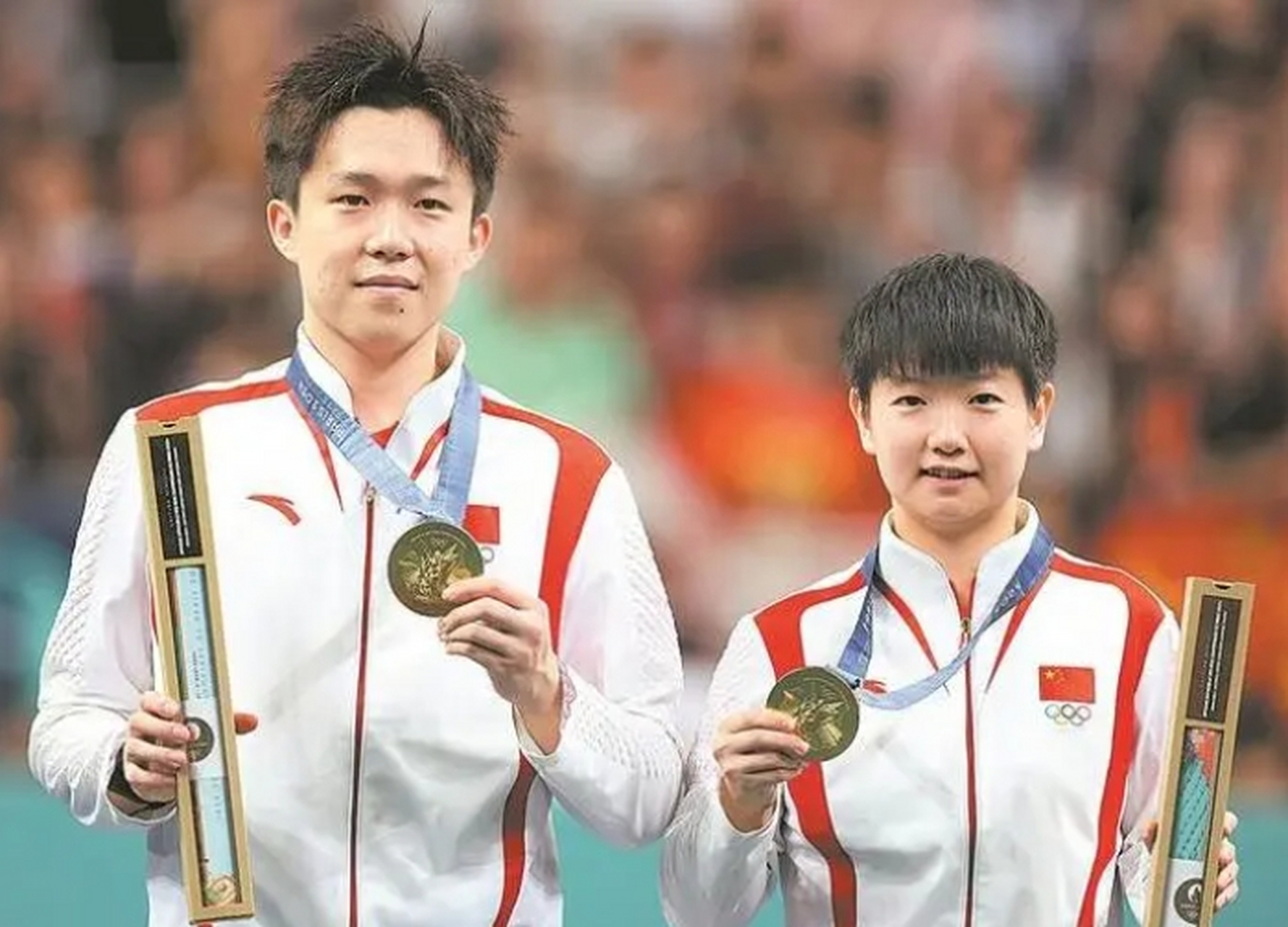 球混双决赛中,中国组合王楚钦/孙颖莎4比2战胜朝鲜组合李正植/金琴英