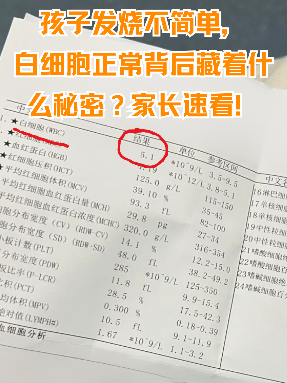 孩子发烧总是让家长揪心不已,而拿到血常规报告,看到白细胞正常时,更