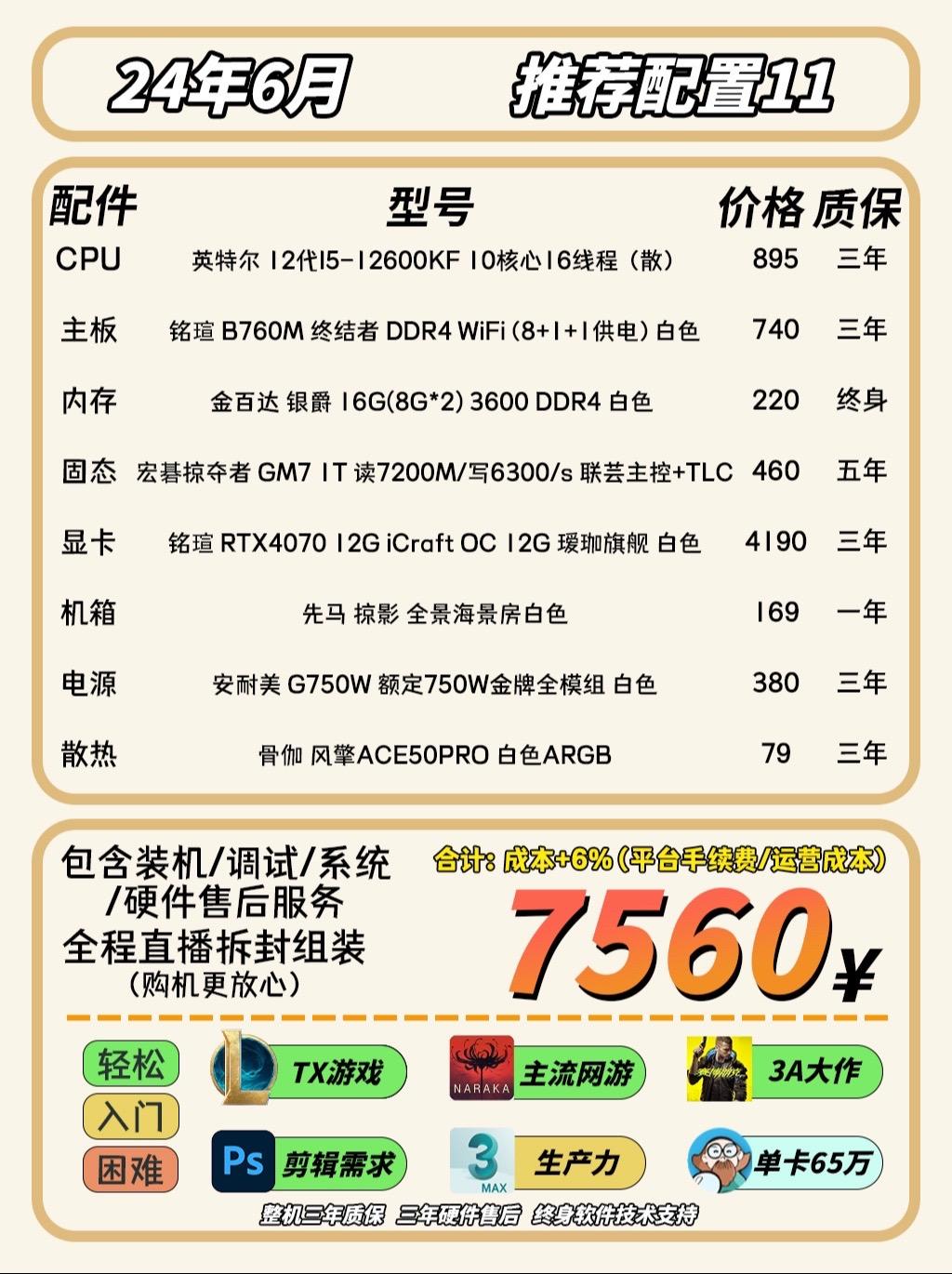 主板电脑设备参数逆水寒六开电脑配置迅扬6907型号游戏电脑怎么选