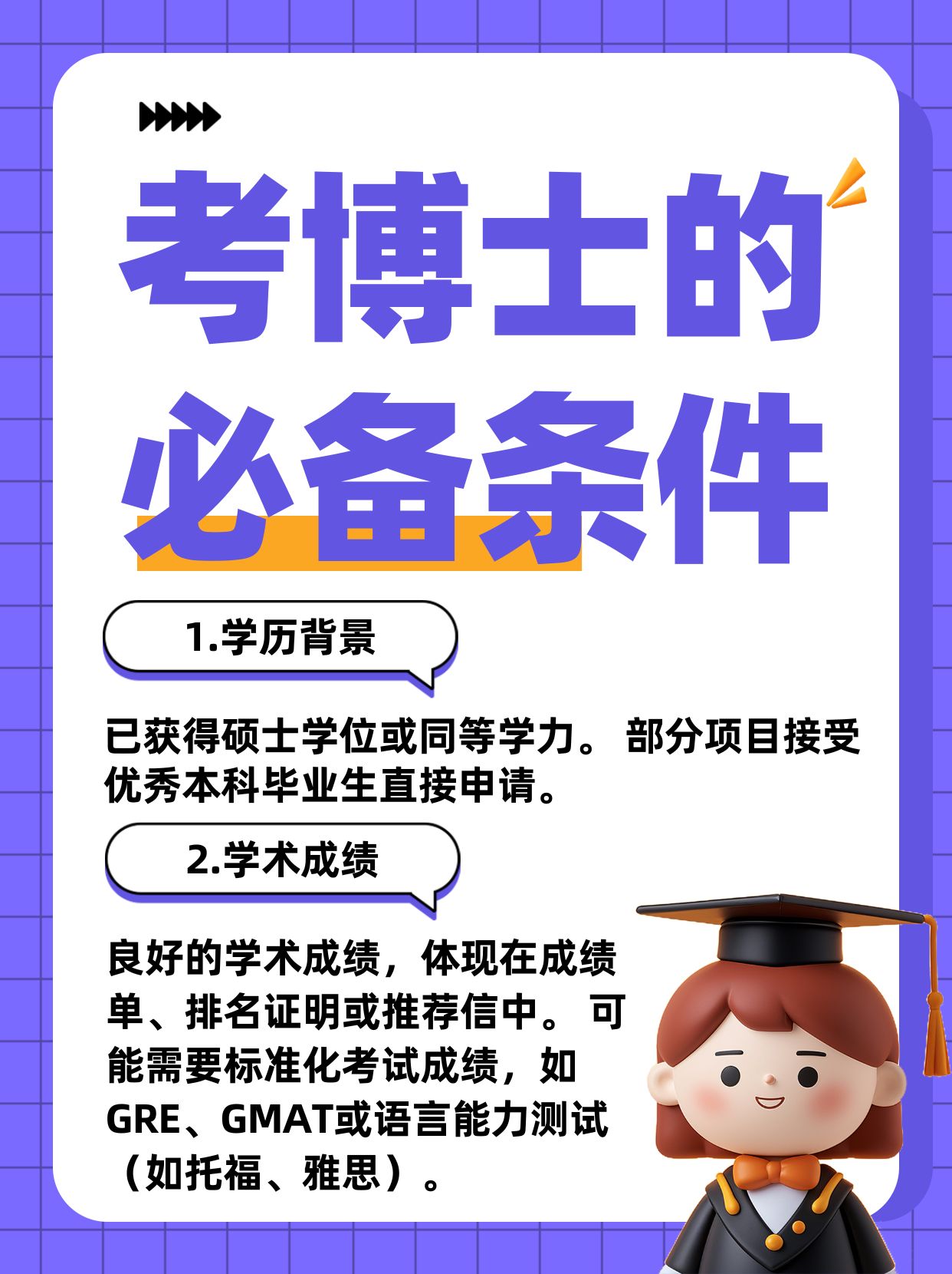 考博士的必备条件 1.学历背景 已获得硕士学位或同等学力