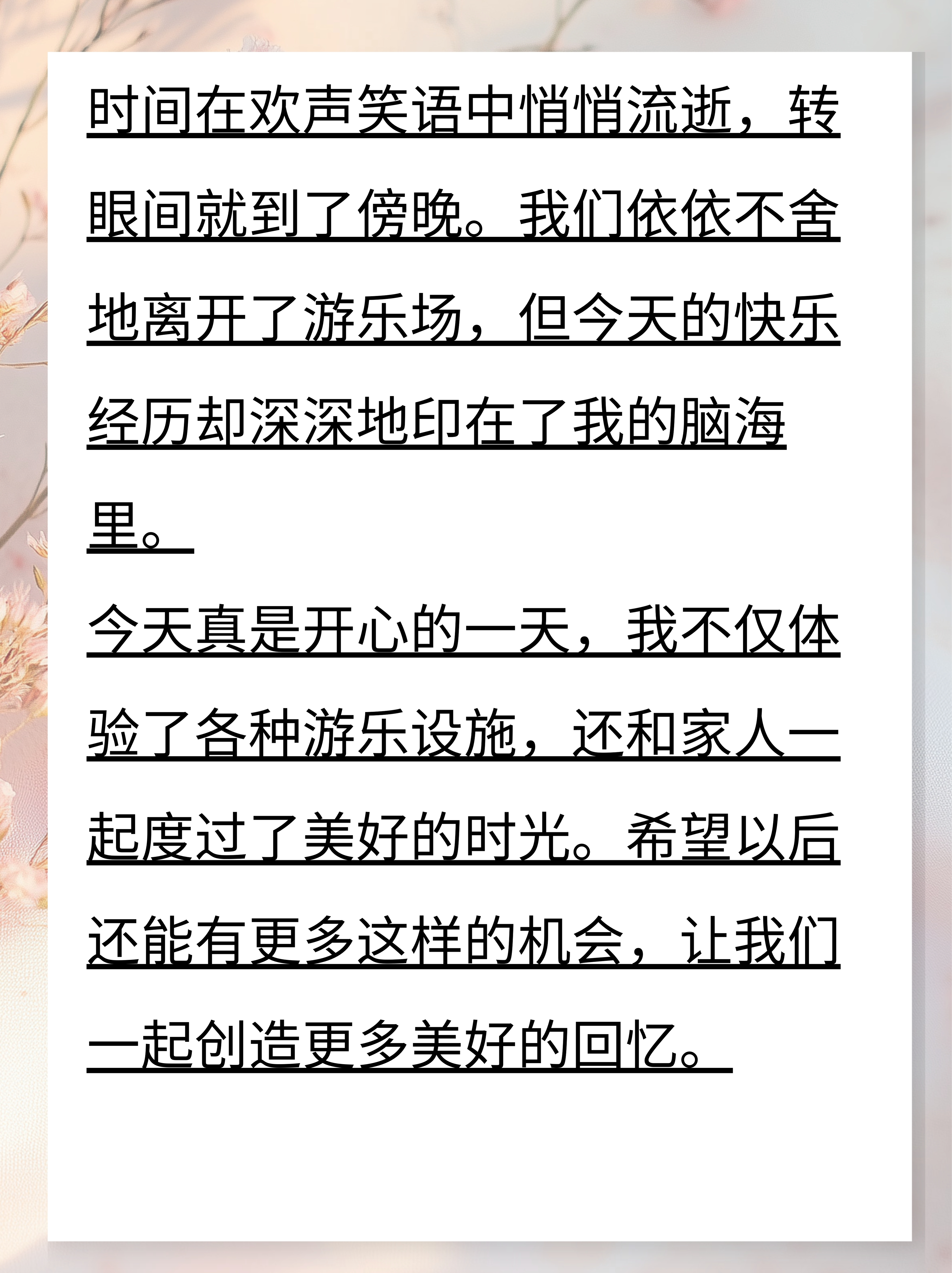 游乐场开心的一天日记怎么写