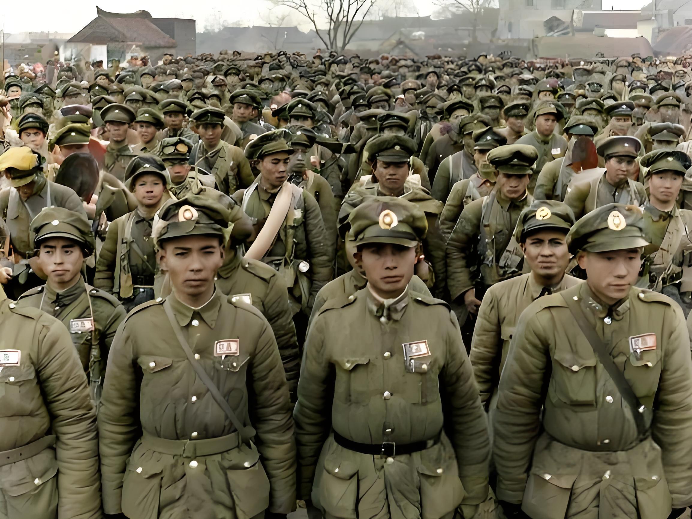 照片是淮海战役中的国民党军队,解放军在淮海战役中全歼了国民党军的