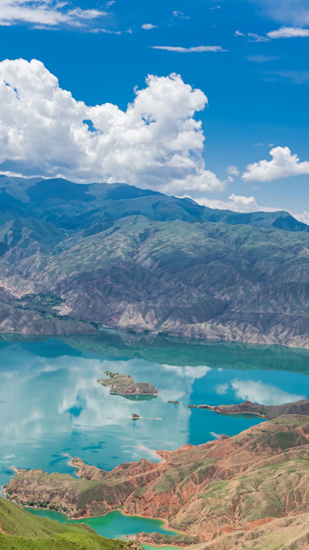 青海山水风景青海海心山景区祁连山风景图片牦牛水青海湖青海湖海心山