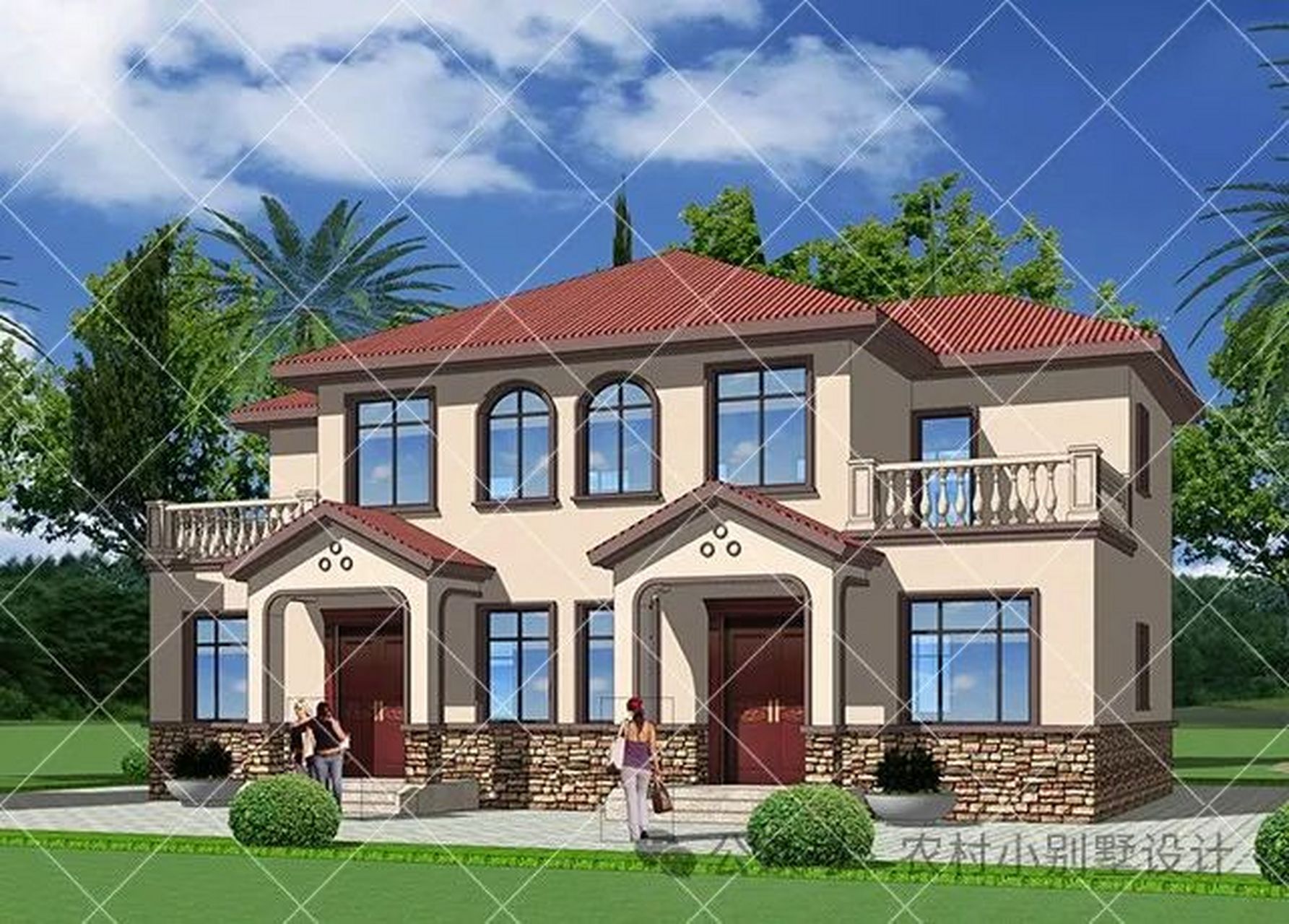 简约大气的二层双拼别墅,家有俩兄弟合建的首选,千万别错过 村建房家