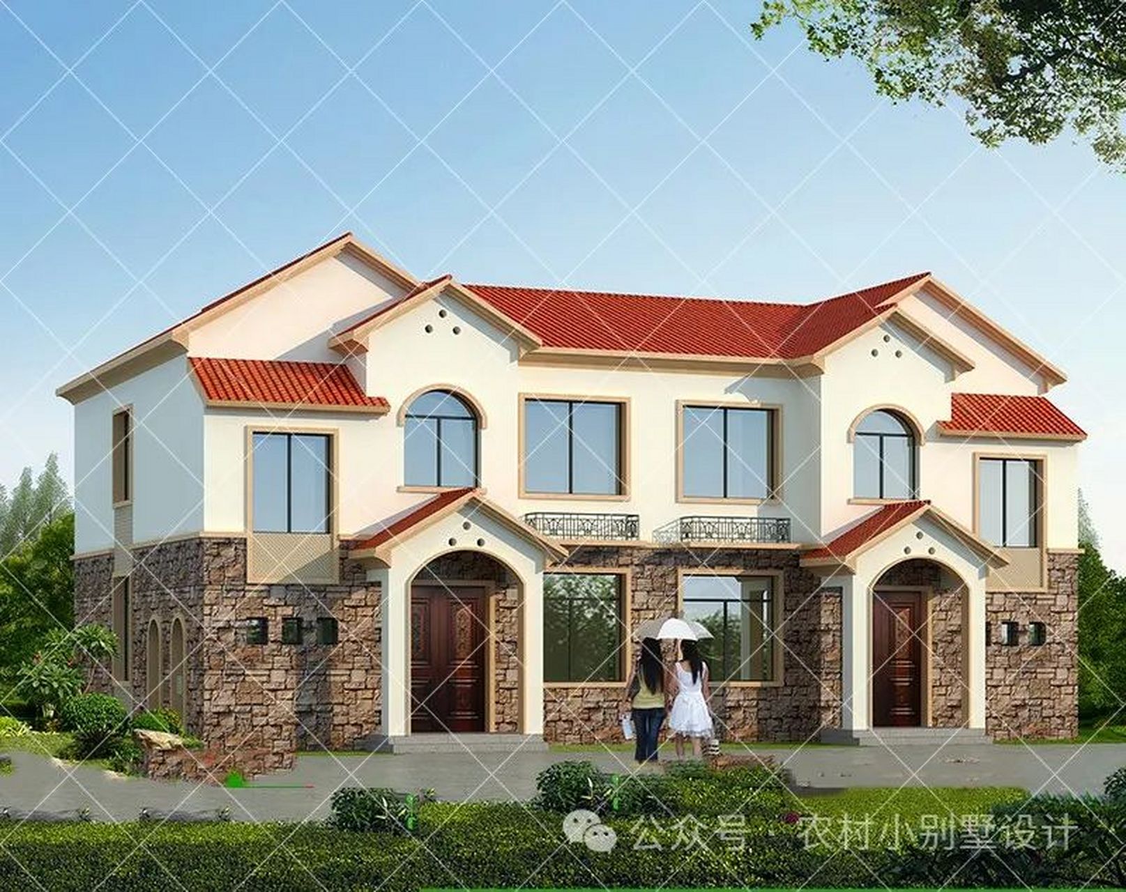 简约大气的二层双拼别墅,家有俩兄弟合建的首选,千万别错过 村建房家