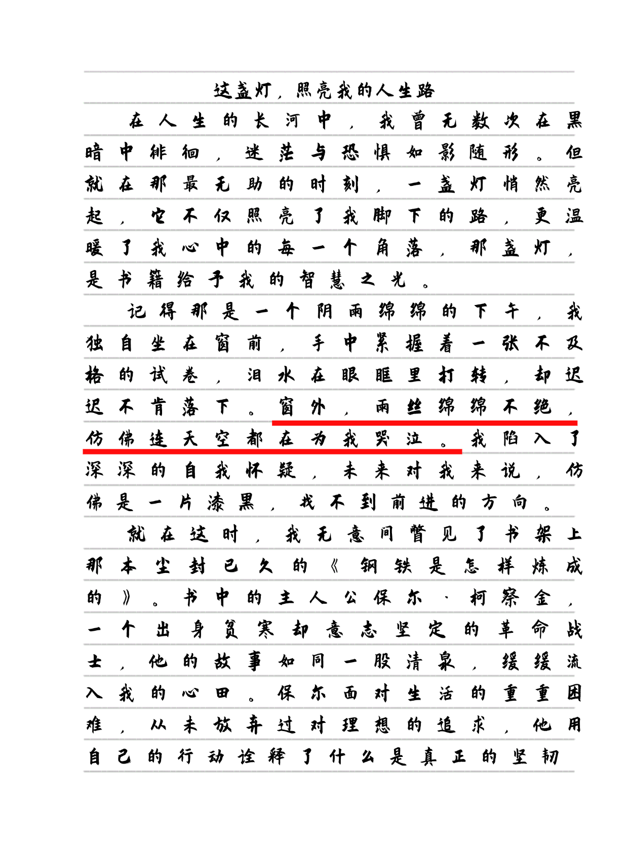 第一篇,真是文思泉涌!作者把书比作灯,照亮了前行的路,这创意绝了!