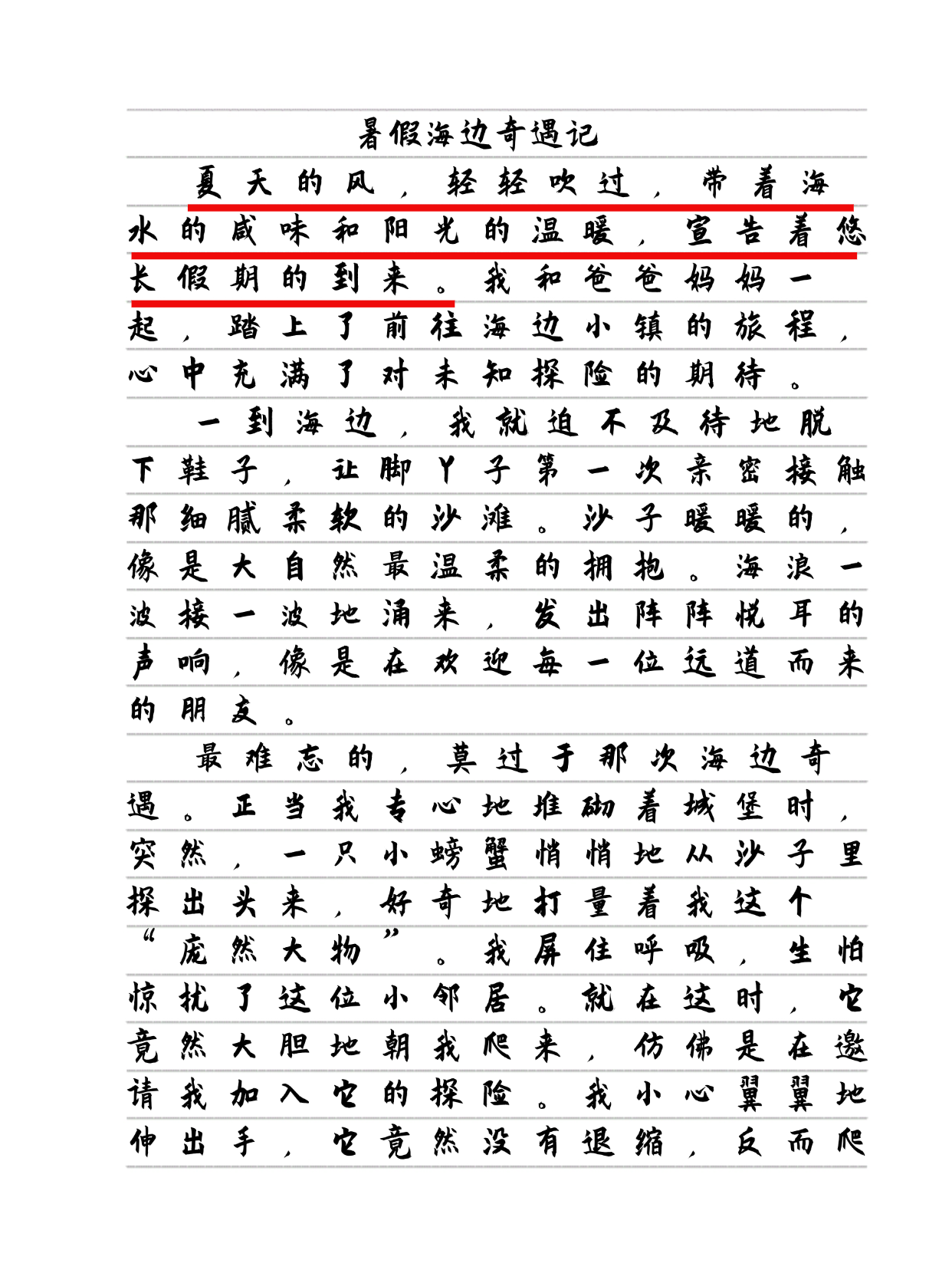 《暑假海边奇遇记》,作者巧妙运用了生动的描写