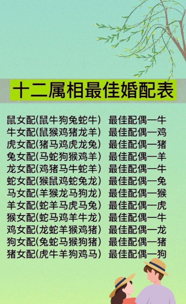 十二生肖配对及运势查询表(十二生肖配对表2021)