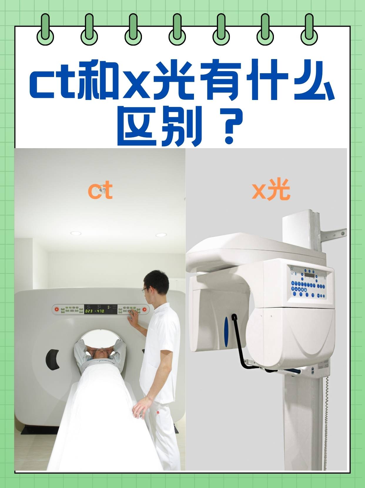 ct和x光有什么区别  在现代医学检查中,ct和x光这两个名词大家都不