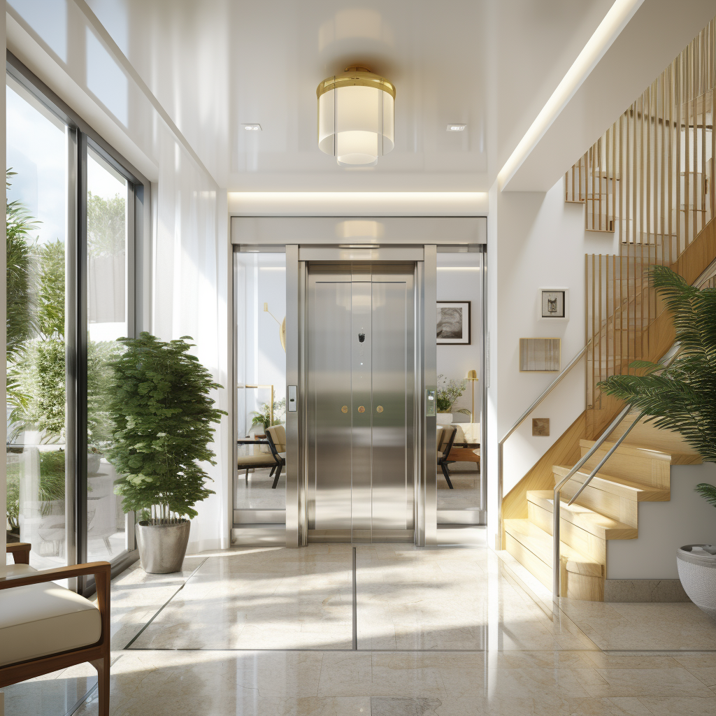 电梯厅住宅私家电梯客厅装修家庭电梯门口怎么贴砖好私宅电梯效果图