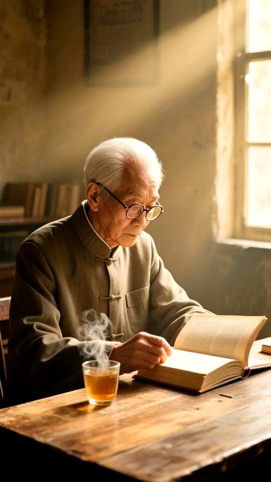 "发明仙灵骨葆的时光达教授图片老先生讲历史照片嘉庚爷爷拿着书本