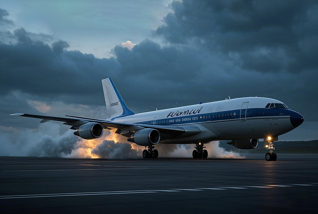 美国又一架飞机,迫降起火!