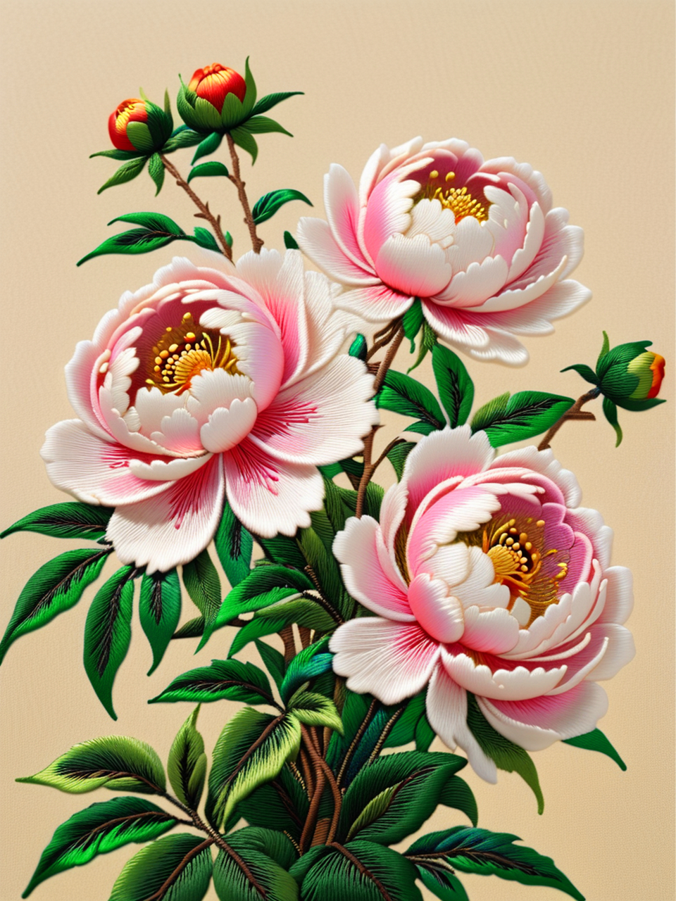 刺绣|花花世界(13) 牡丹刺绣 #花卉图案# #艺术欣赏# #刺绣# #手工