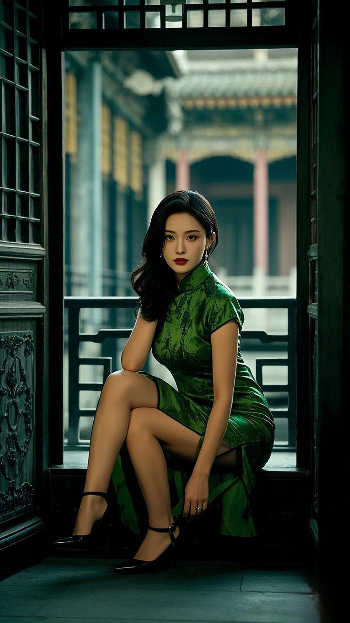 她身着旗袍,在时光罅隙间伫立