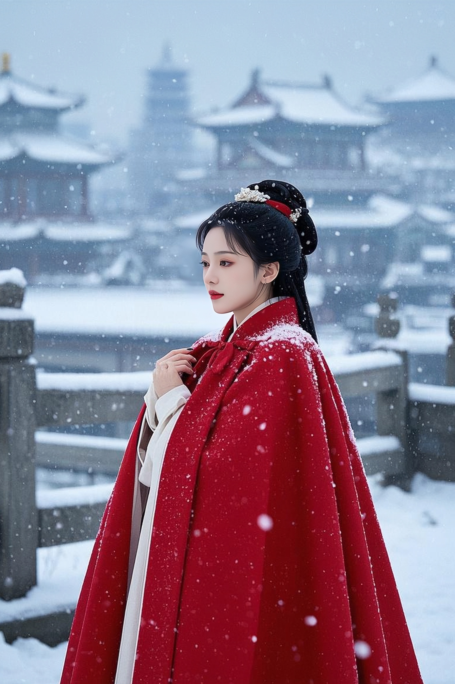 古风红衣女子图片人在雪中伤感的图片寒衣节真人图片雪中貉┓追籽镅 