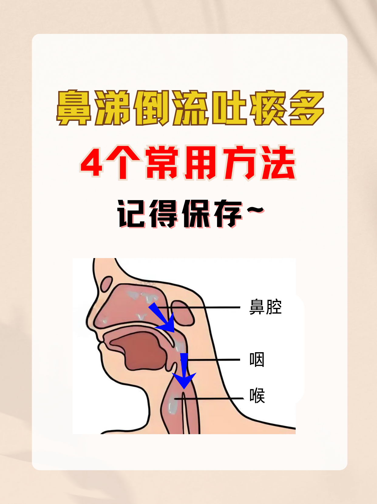 鼻涕倒流吐痰多,分享4个常用方法,记得保存~#鼻涕倒流# #鼻炎# ##动态