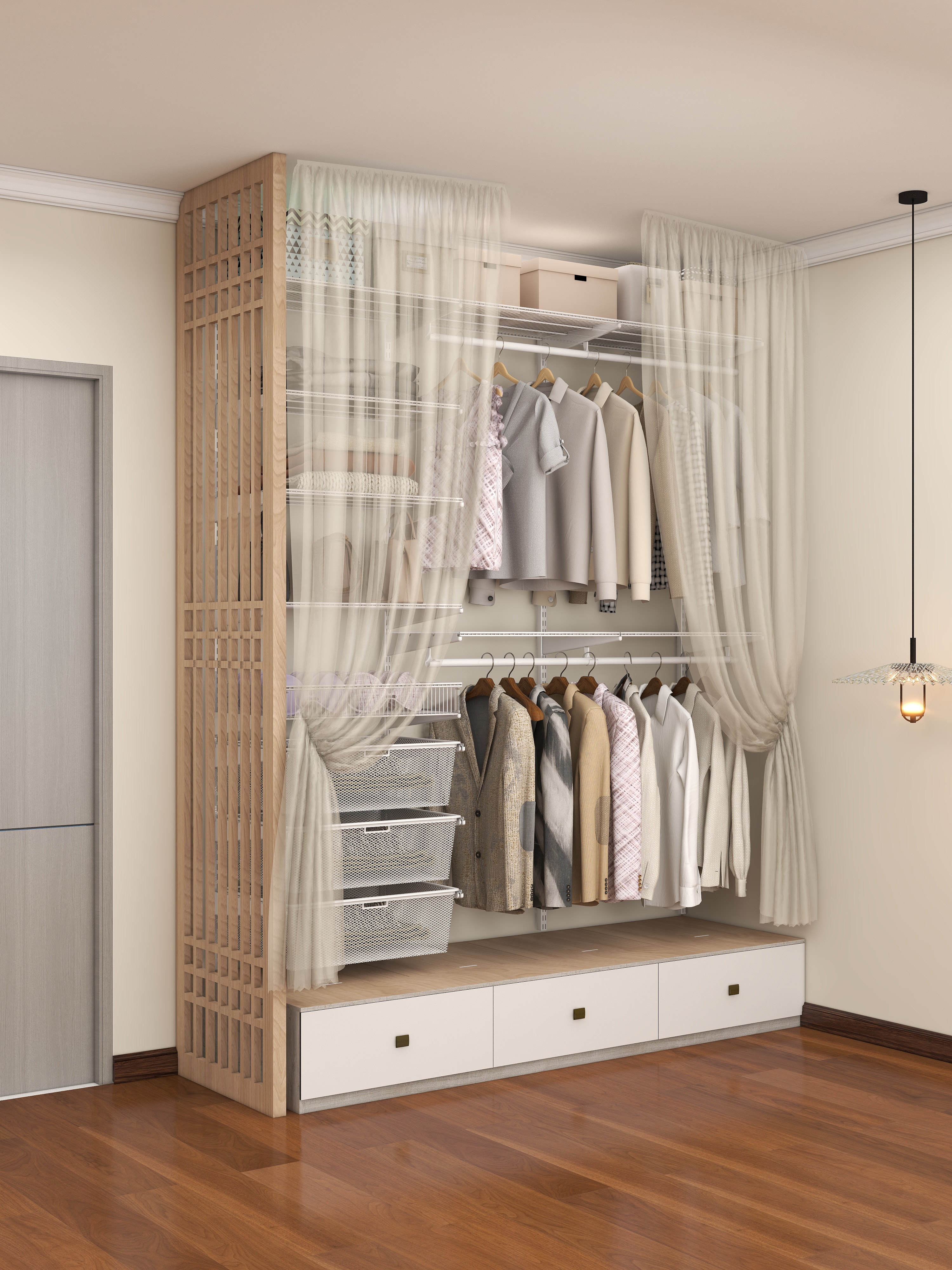 开放式金属架衣柜:网上聊得挺火,现实没啥人做?