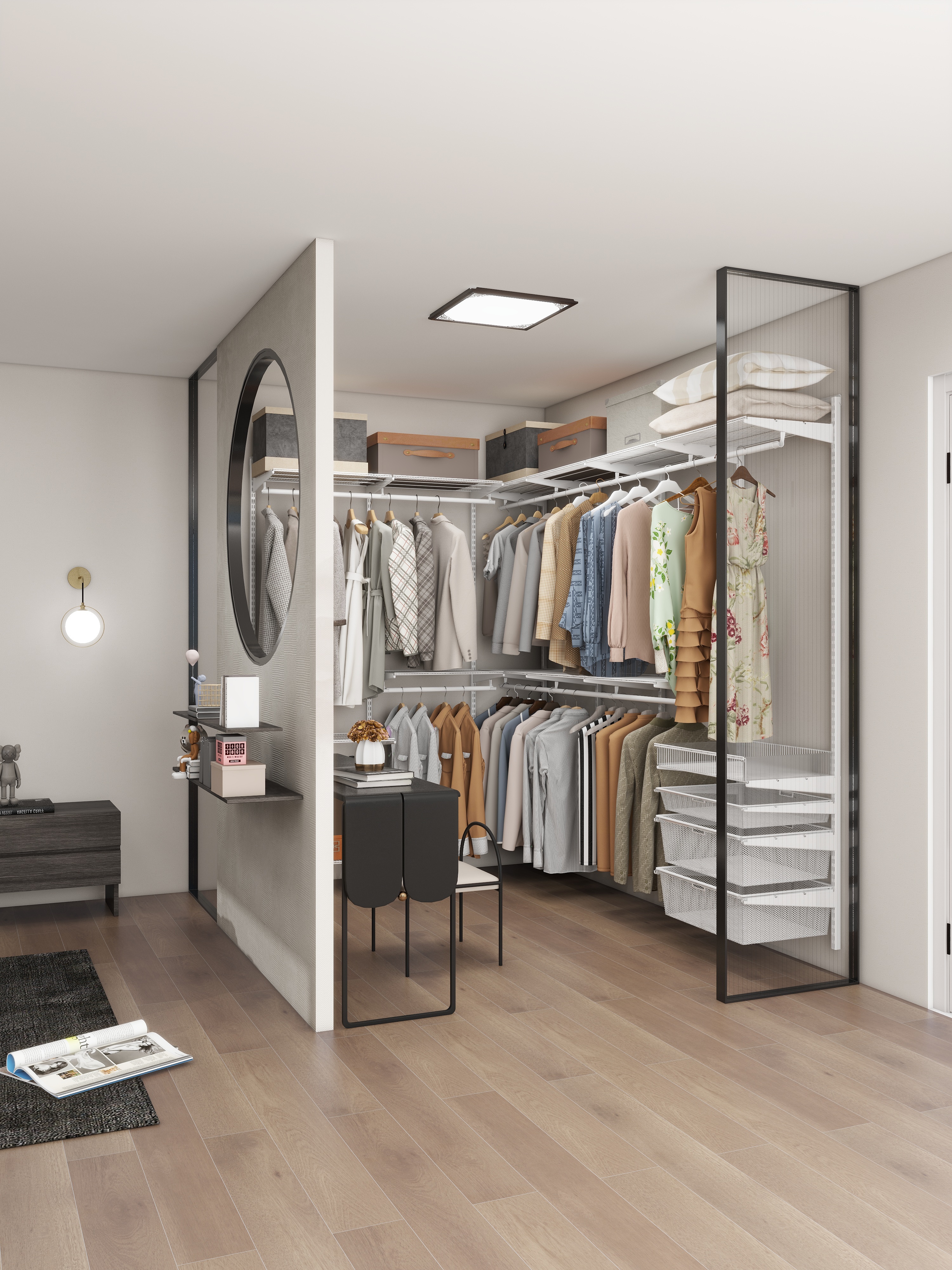 就算只有一个大白墙 也能实现#步入式衣帽间 内部格局可以灵活调整