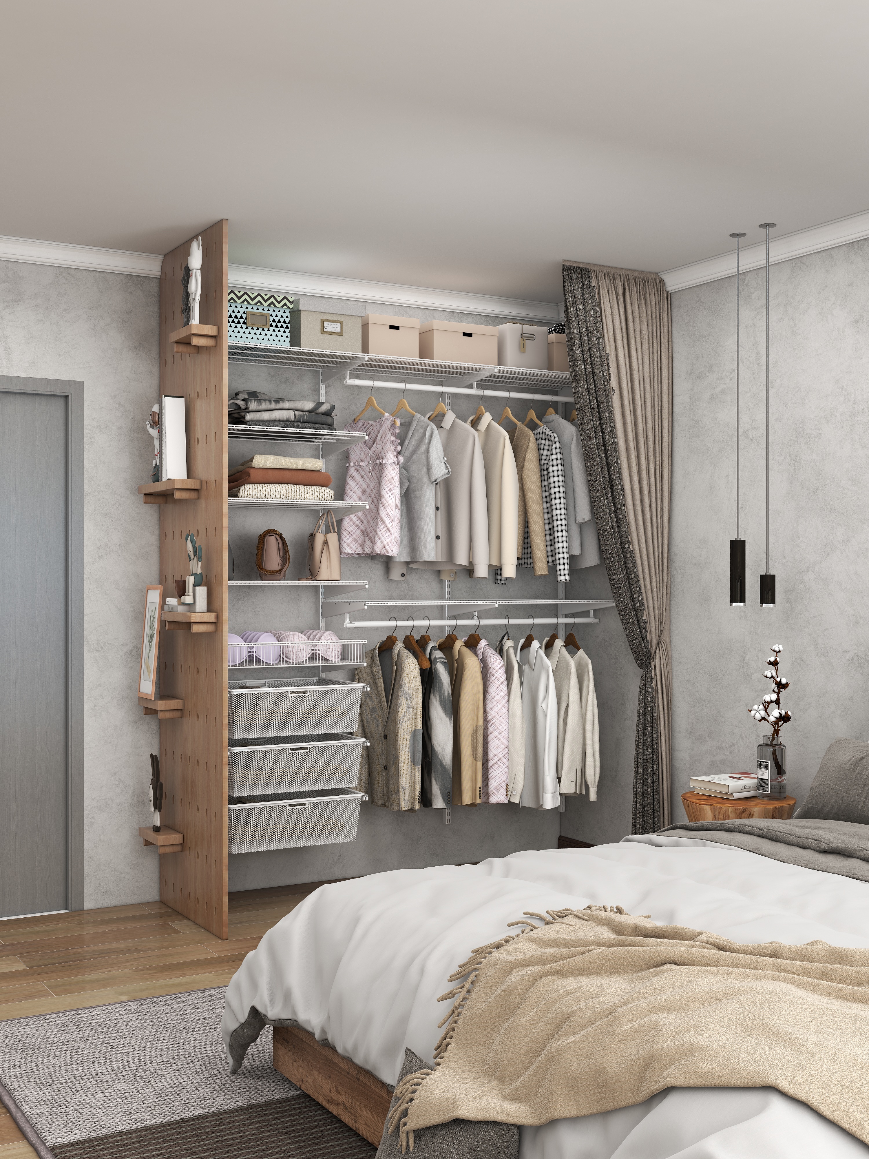 选择钢木结合的衣柜,这种衣柜以低碳钢材质为主结构,搭配颜色,花胃鼢