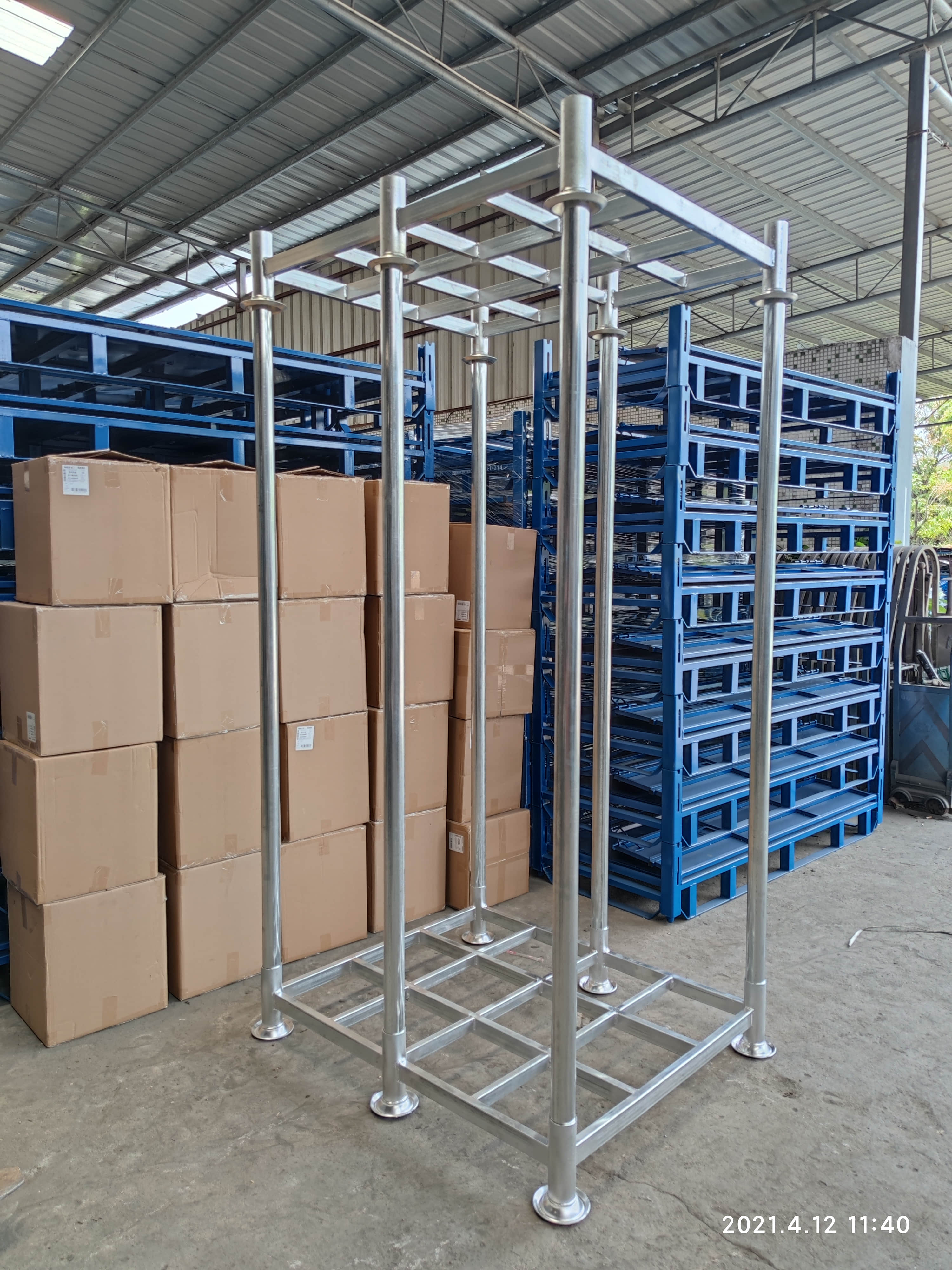 且存放货物一目堆垛架巧固架分体式叉车架子堆垛架 吨包精油库房管理