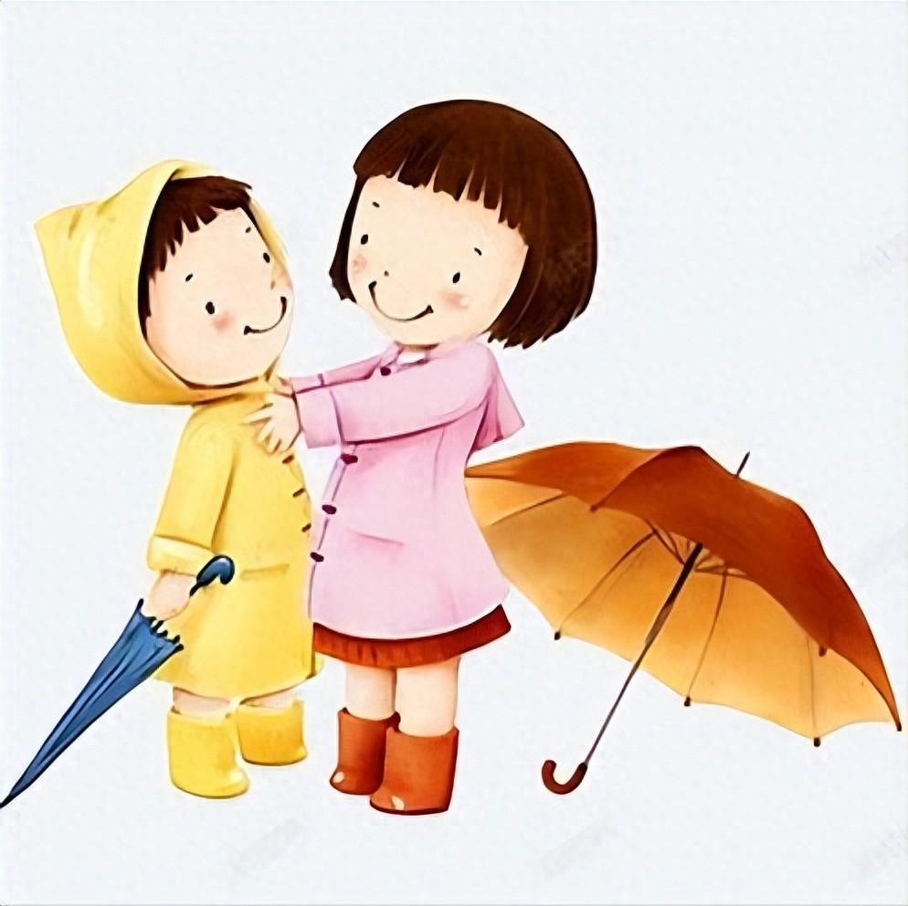 姐姐教弟弟戴雨伞教学视频