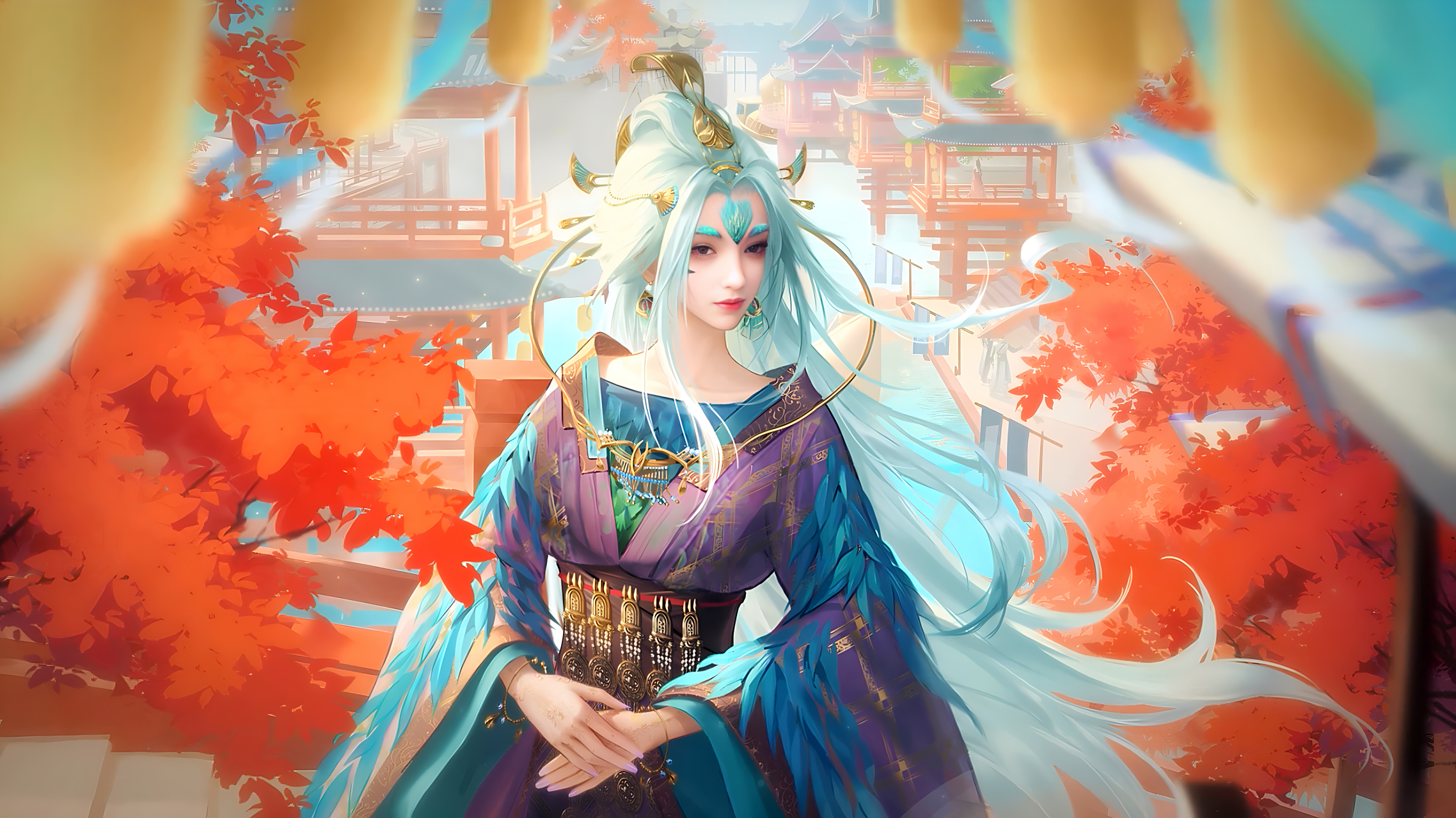 《眷思量之风烟迭起》ai精修高清电脑壁纸:思量岛三位仙岛友人奉眠