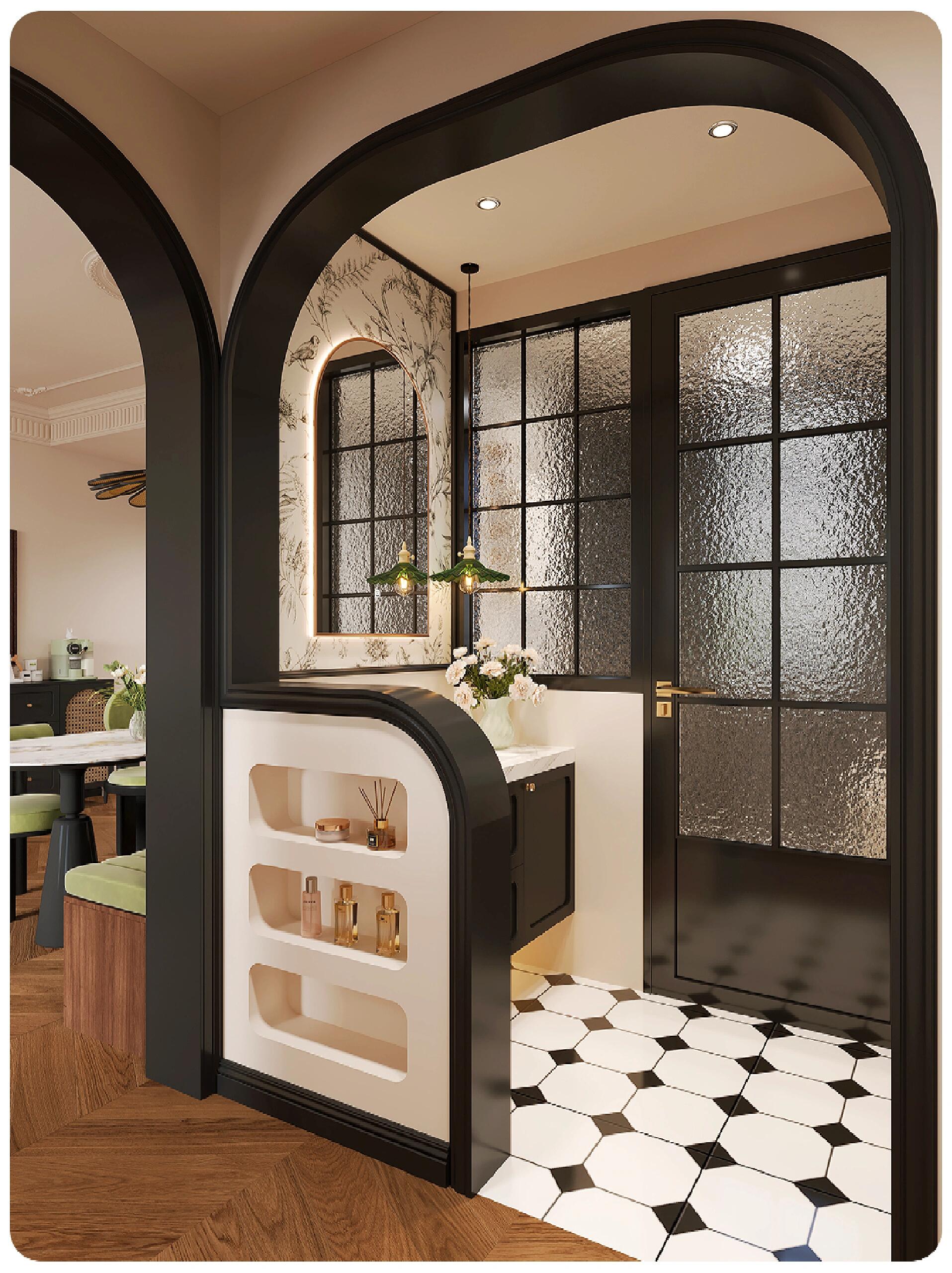 上海拱形半墙复古卫生间美腻实用~ 哈喽宝子们~ 今天给大家带来一套