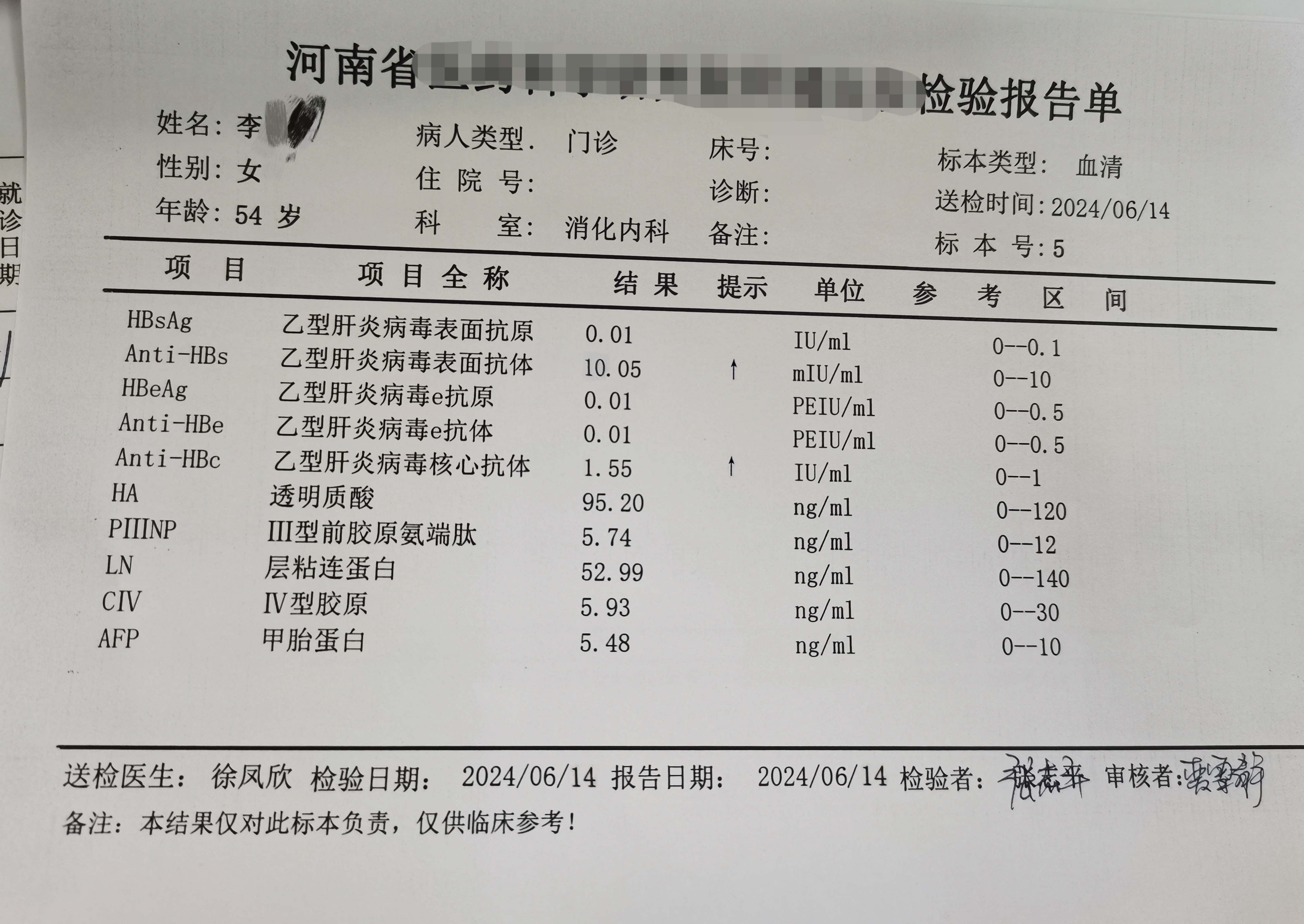 乙肝体检报告图片