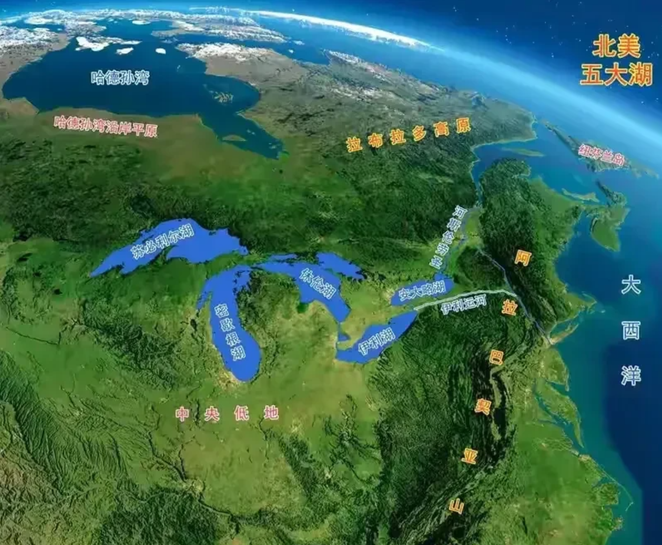 五大湖在哪五大湖以南五大湖出海口在哪里五大湖出海口北美大西洋沿岸