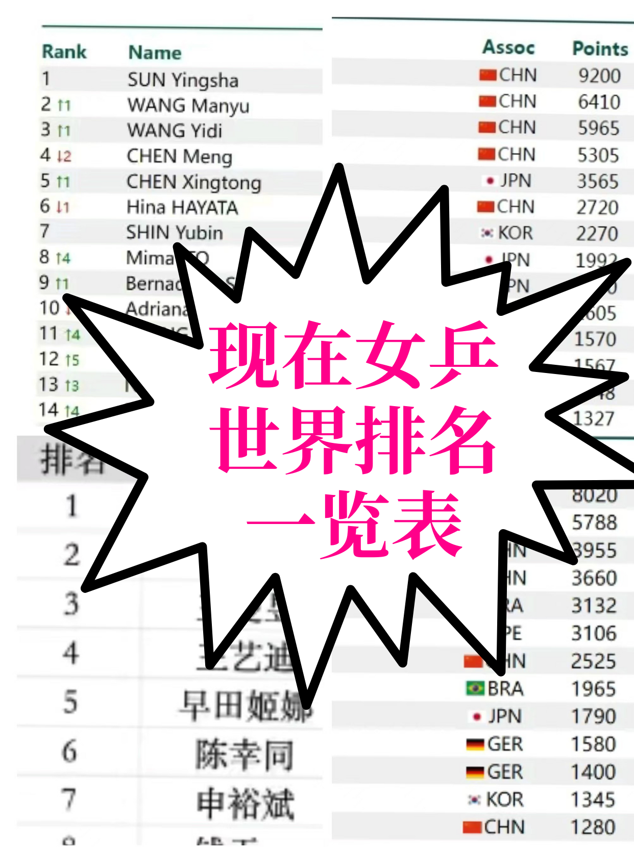 现在女乒世界排名一览表   乒乓球作为一项备受瞩目的全球性运动,女子