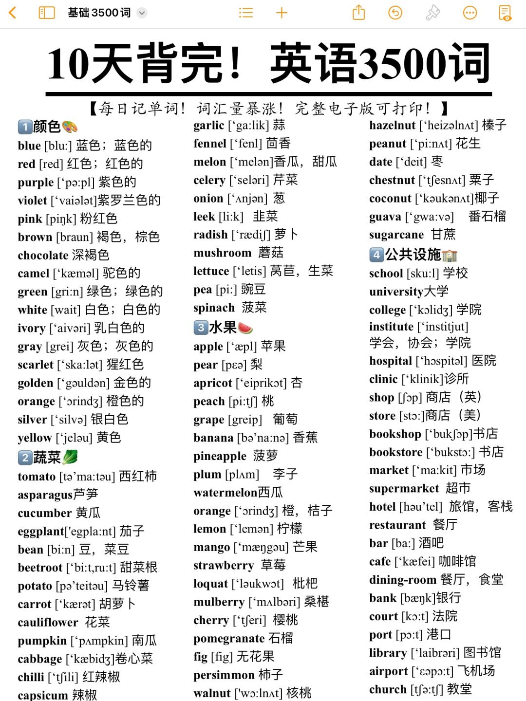 每天背单词10天拿下英语3500词太哇塞了  蔬菜 eggp