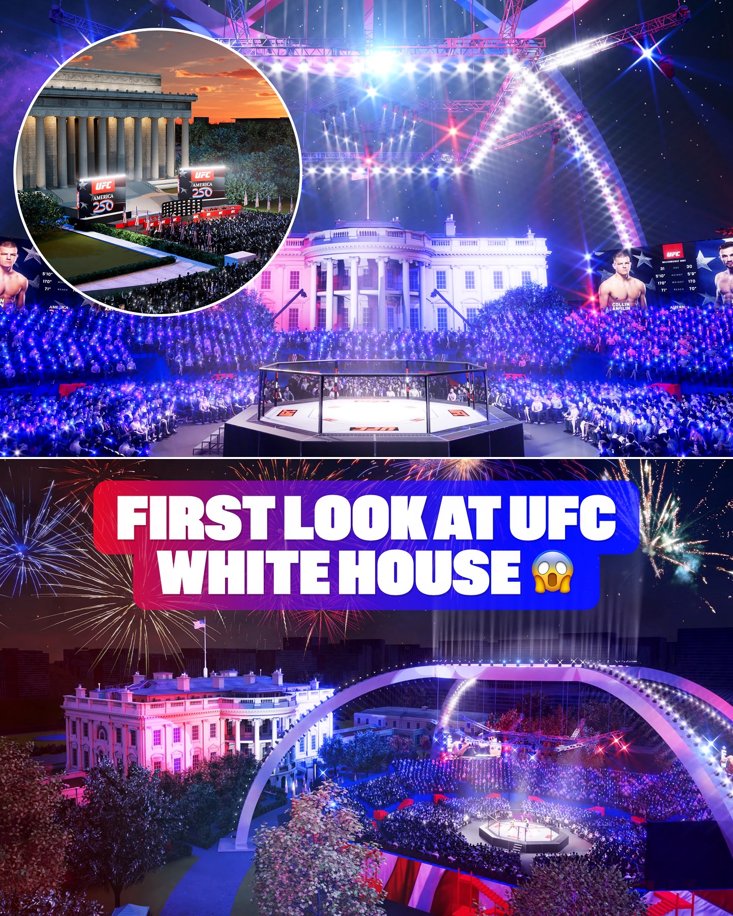 白大拿今天接受采访时披露了明年ufc白宫大赛的一些效果图可以一窥